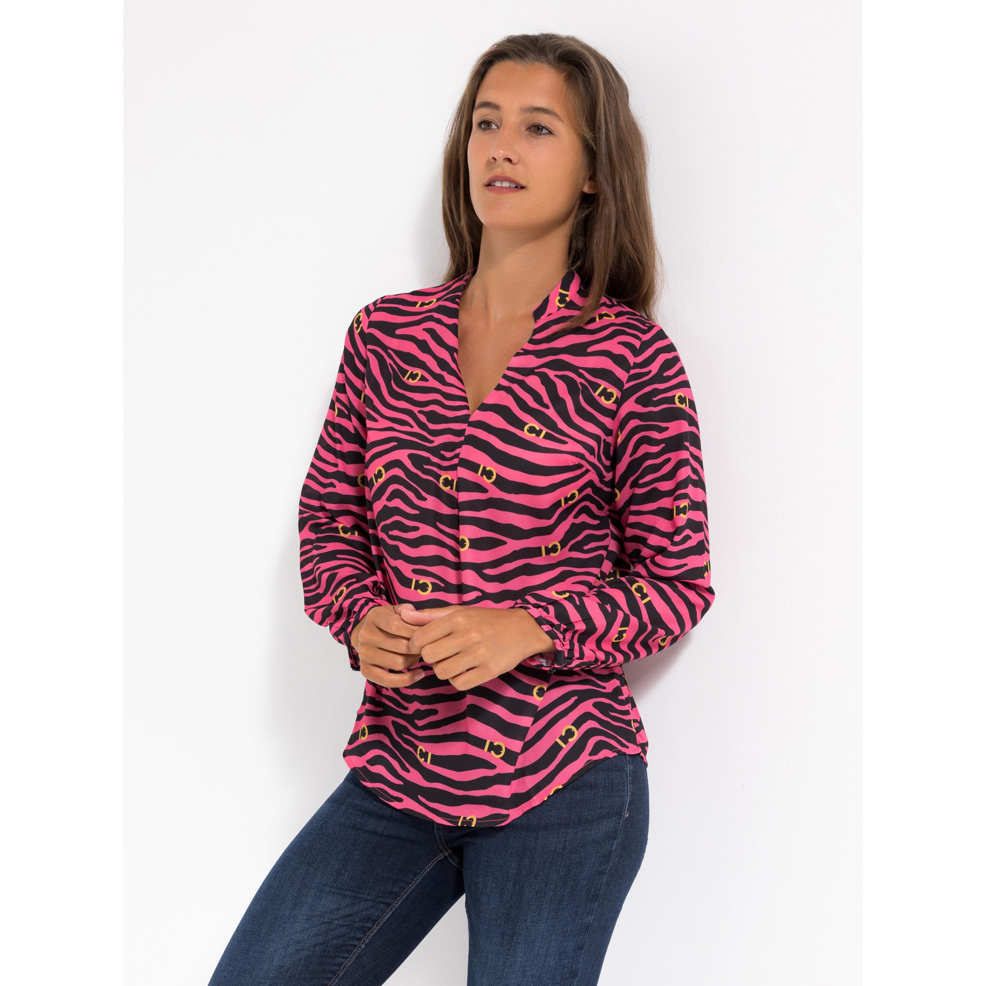 ICONIC by Marina Hoermanseder Bluse, 1/1-Arm Allover-Druck leger weit