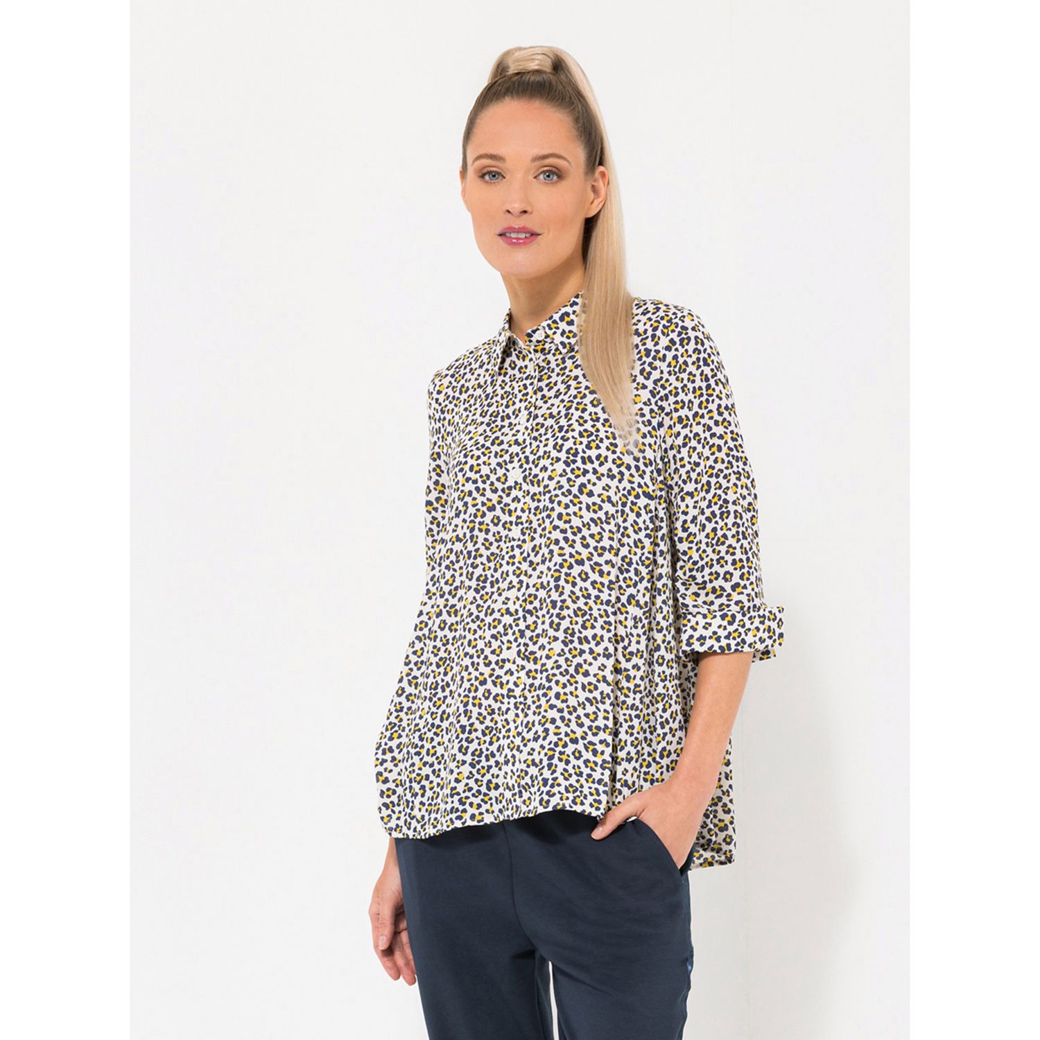 STEFFEN SCHRAUT Bluse, Capri 3/4-Arm geraffte Ärmel leger weit