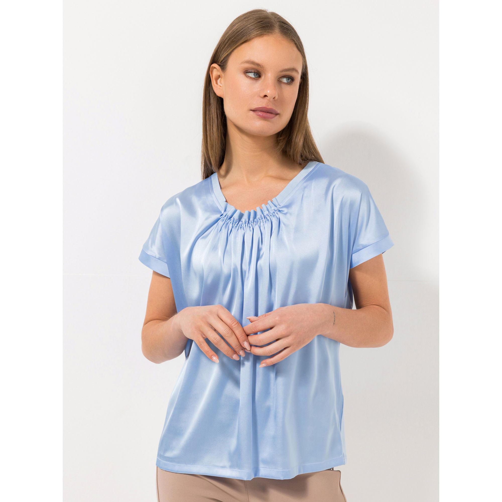 STEFFEN SCHRAUT Blusenshirt, 1/2-Arm Raffung am Ausschnitt OEKO-TEX® leger weit