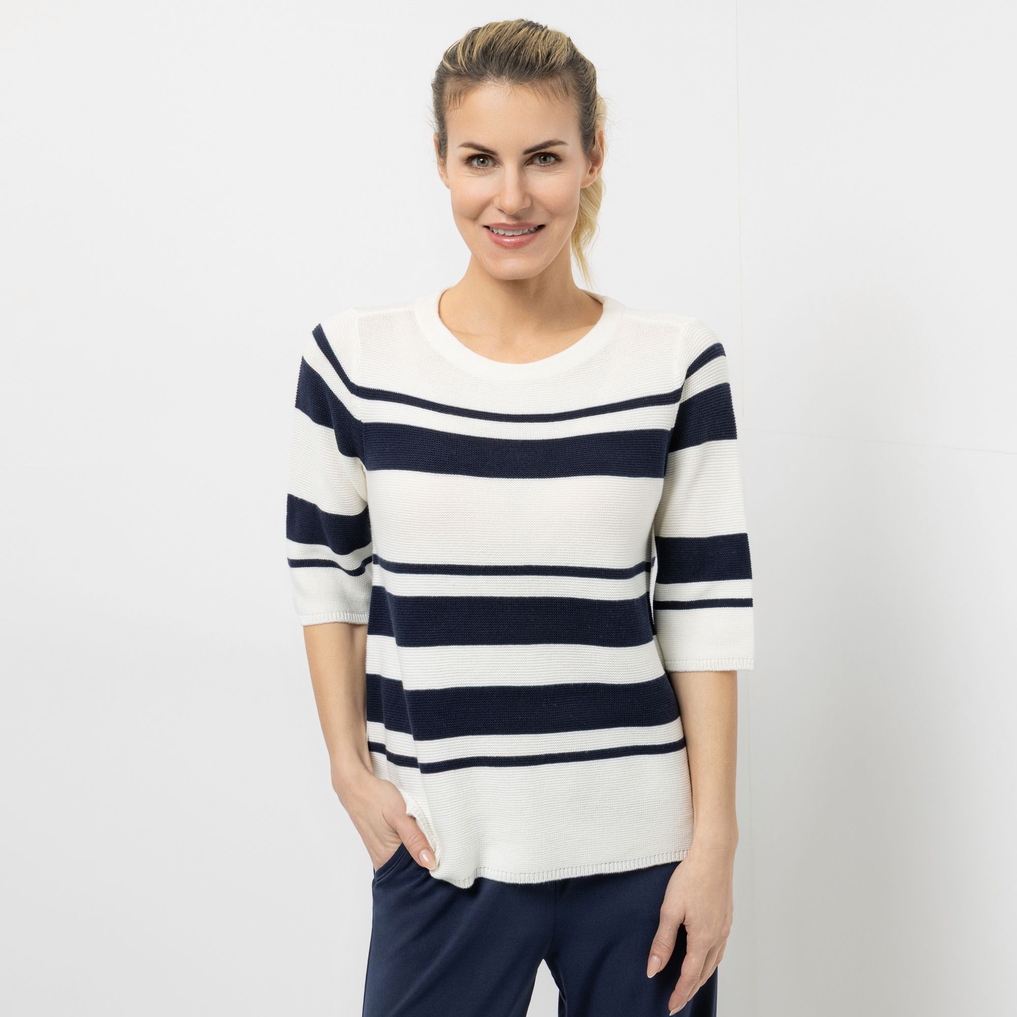 EVA LUTZ Pullover langer 1/2 Arm gestreift figurumspielend