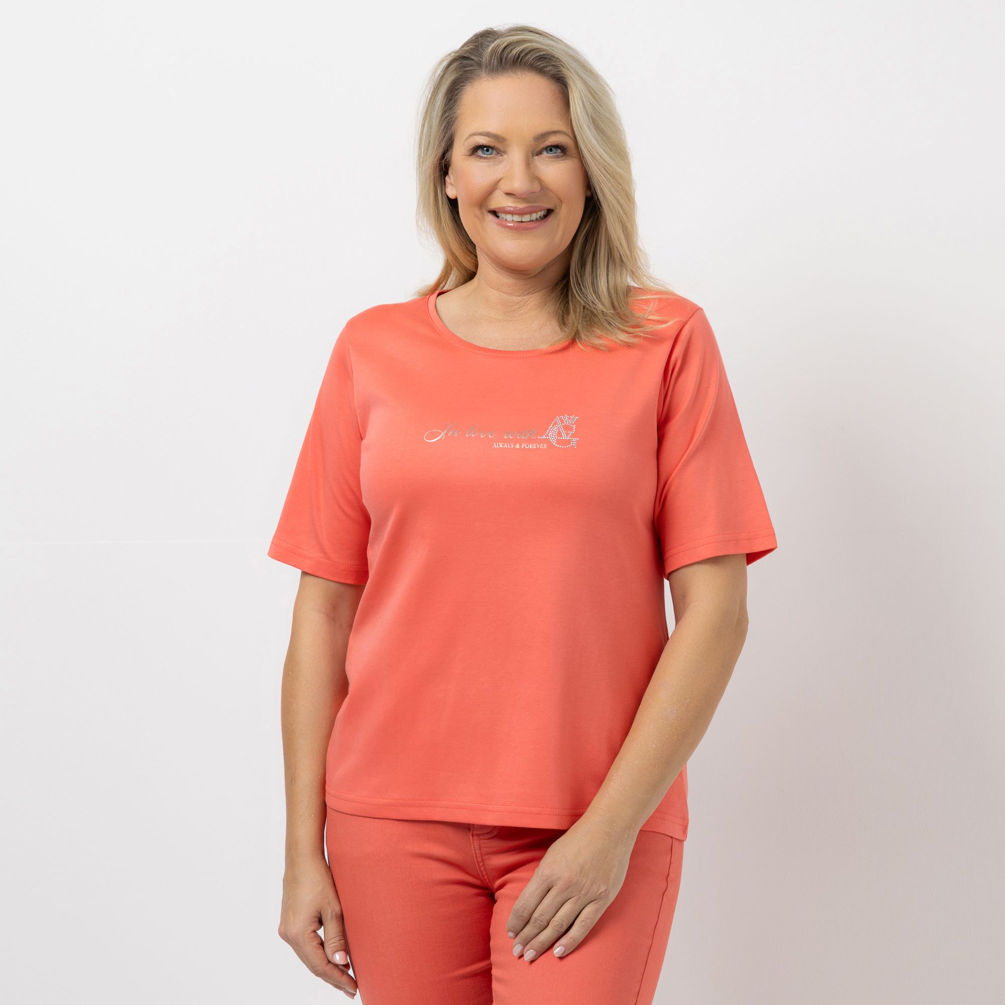 ANNA VON GRIESHEIM Shirt, 1/2-Arm Pima Cotton Strassdekoration figurumspielend