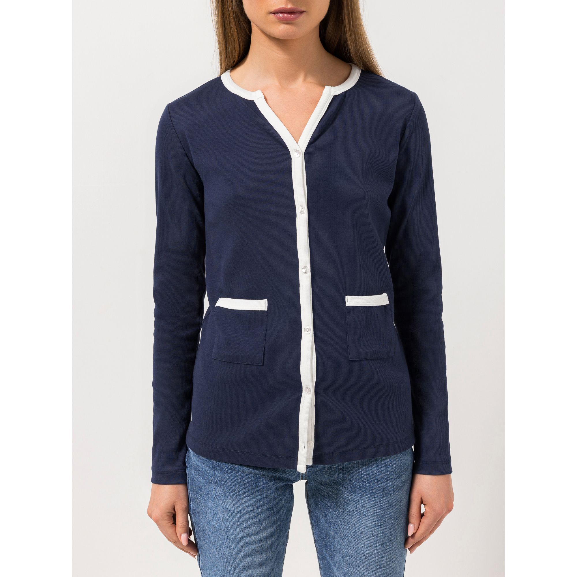 STEFFEN SCHRAUT Jerseycardigan durchgeknöpft Kontrast-Details figurbetont