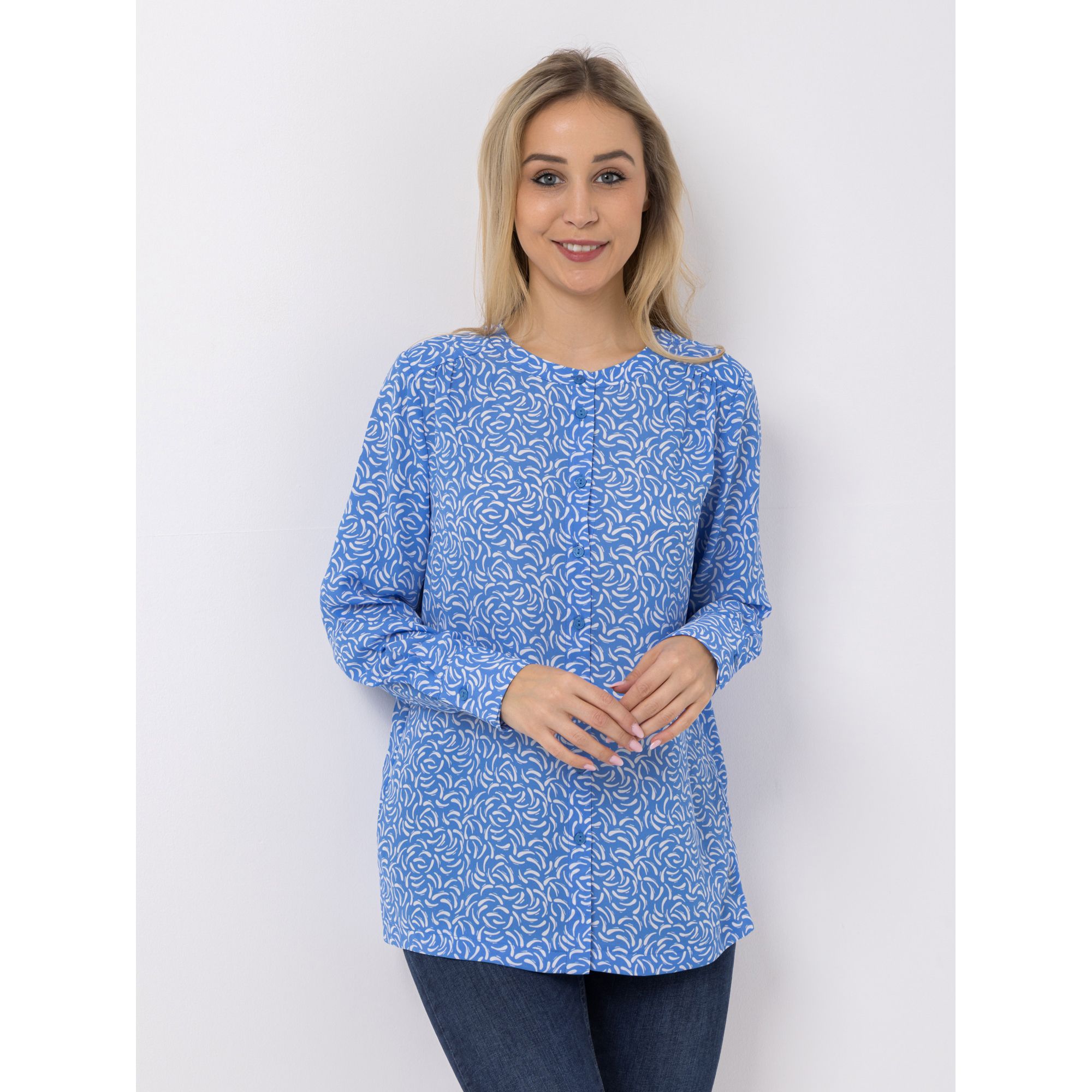 EVA LUTZ Bluse Lina Langarm Knopfleiste leger weit