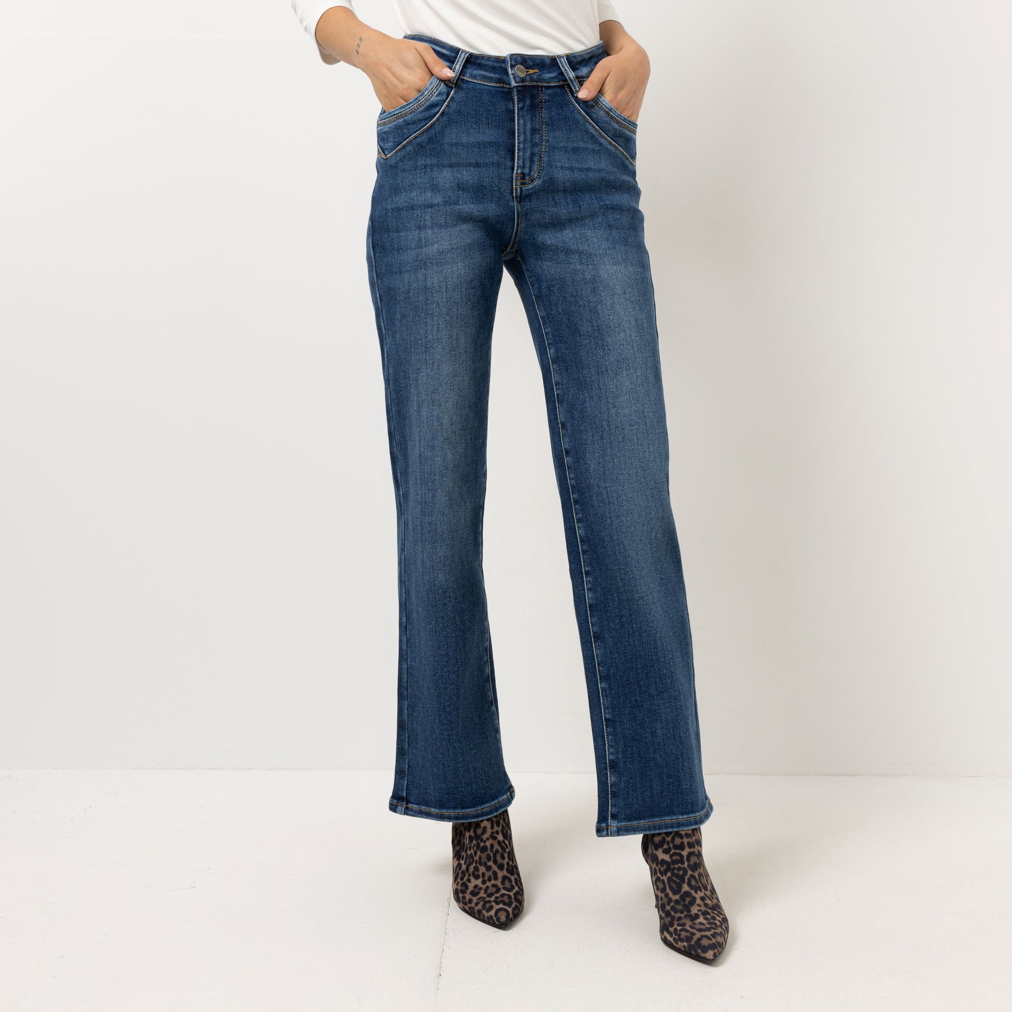 STEFFEN SCHRAUT Jeans, 5-Pocket-Style Ziertaschen Super-Stretch gerades Bein