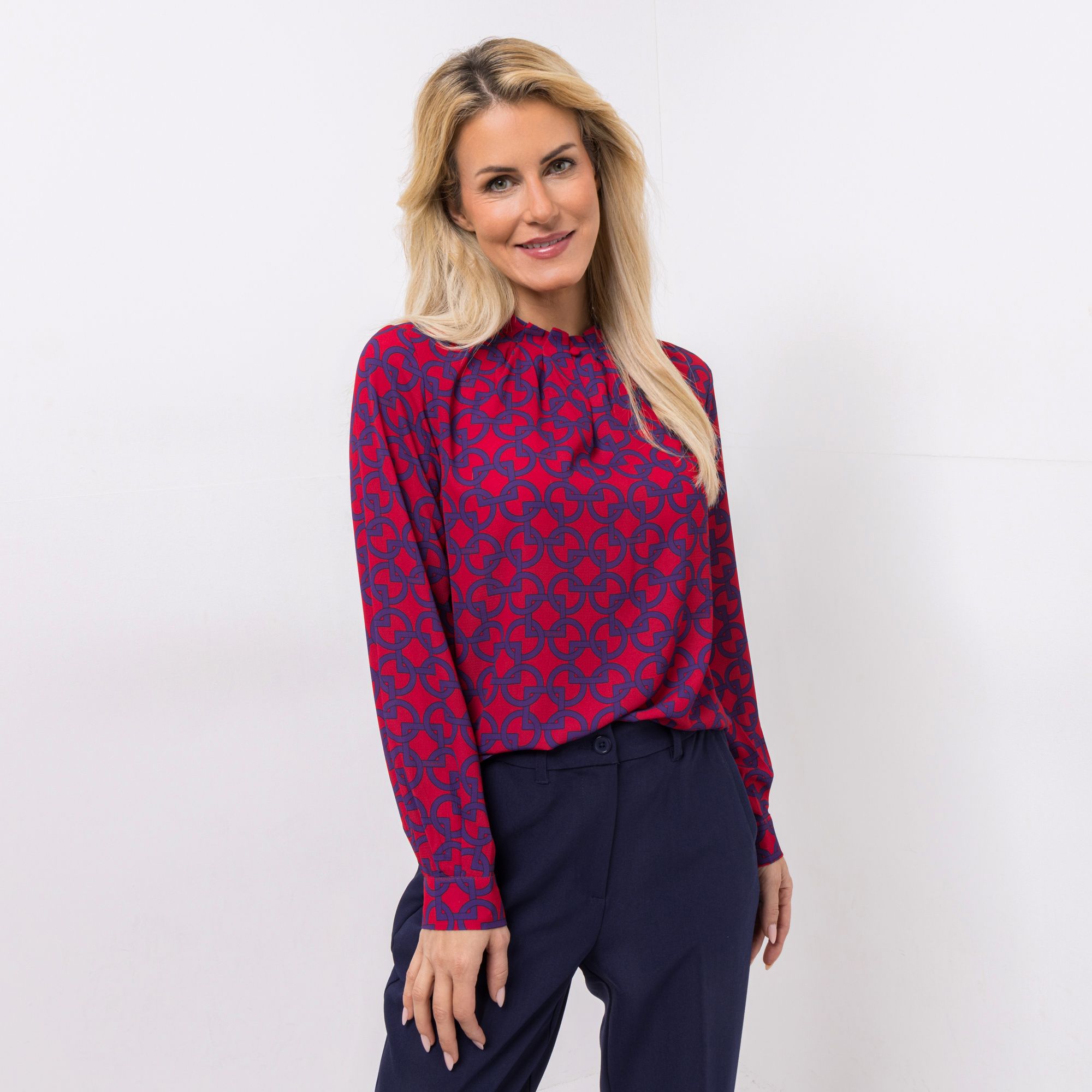 DAWID by Dawid Tomaszewski Bluse, Langarm Allover-Druck figurumspielend