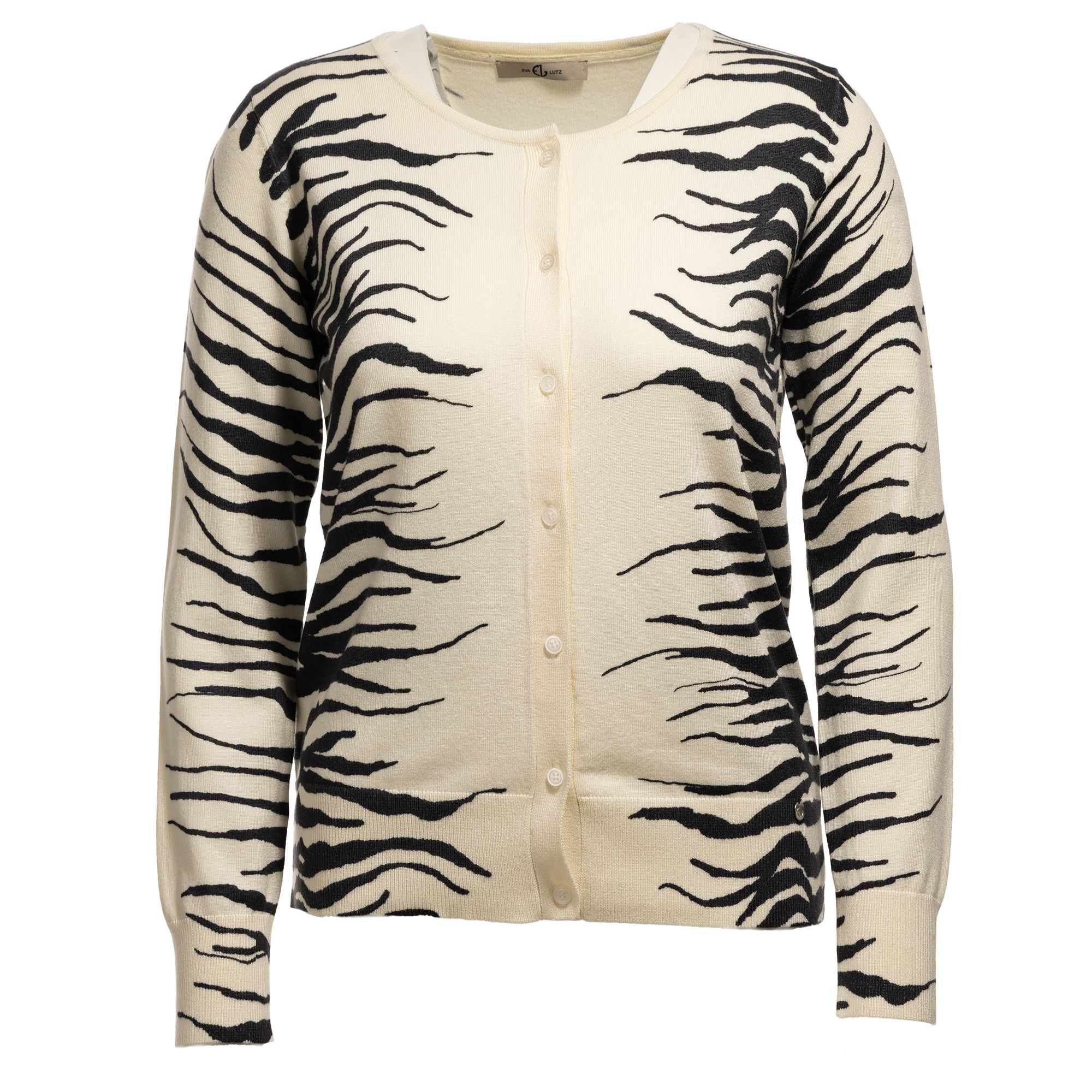EVA LUTZ Cardigan Rundhalsausschnitt Knopfleiste figurumspielend