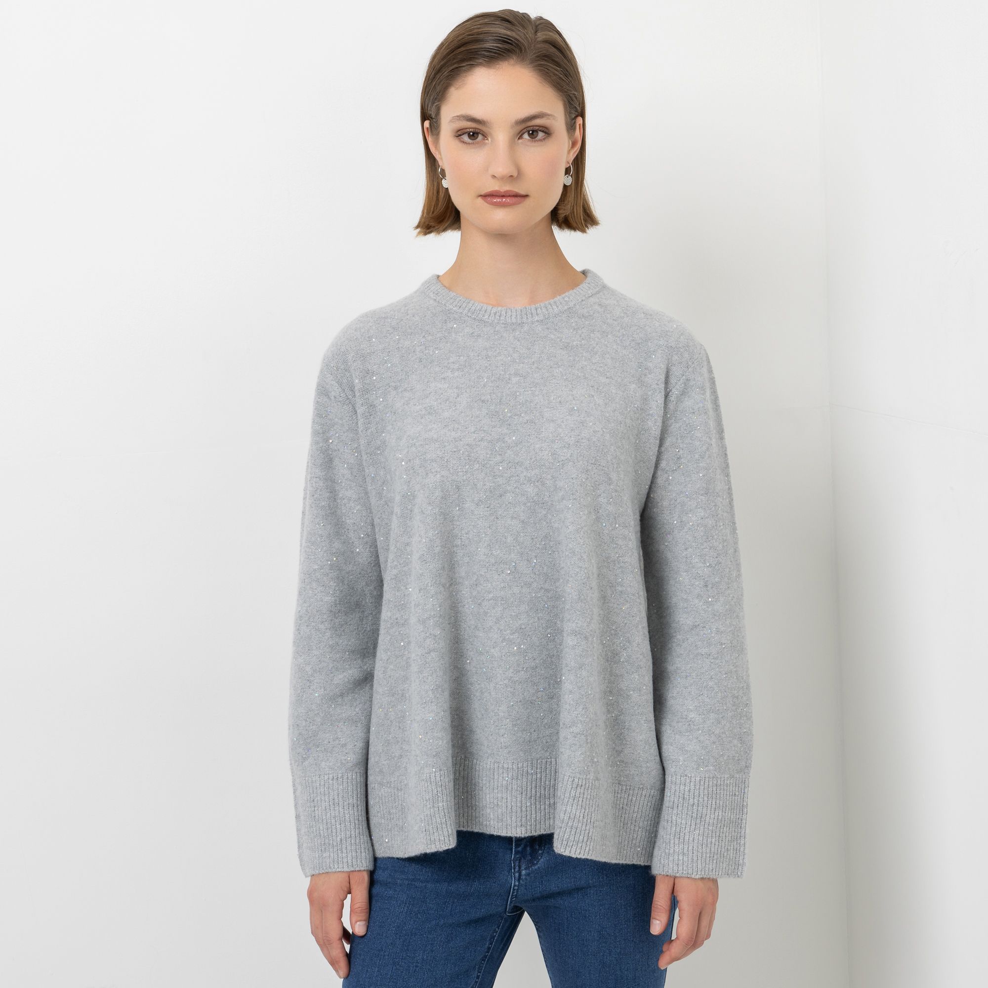 STEFFEN SCHRAUT Pullover Rundhalsausschnitt kleine Zierpailletten leger weit