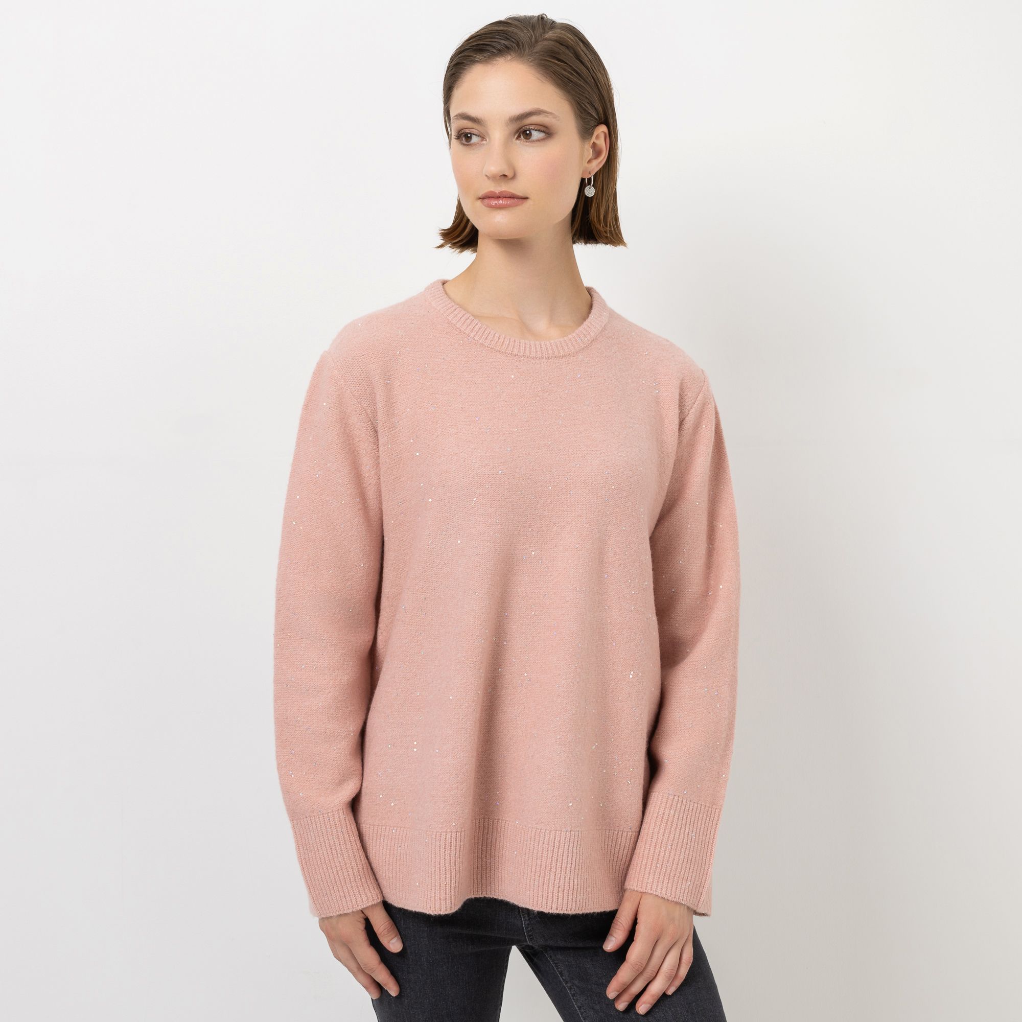 STEFFEN SCHRAUT Pullover Rundhalsausschnitt kleine Zierpailletten leger weit