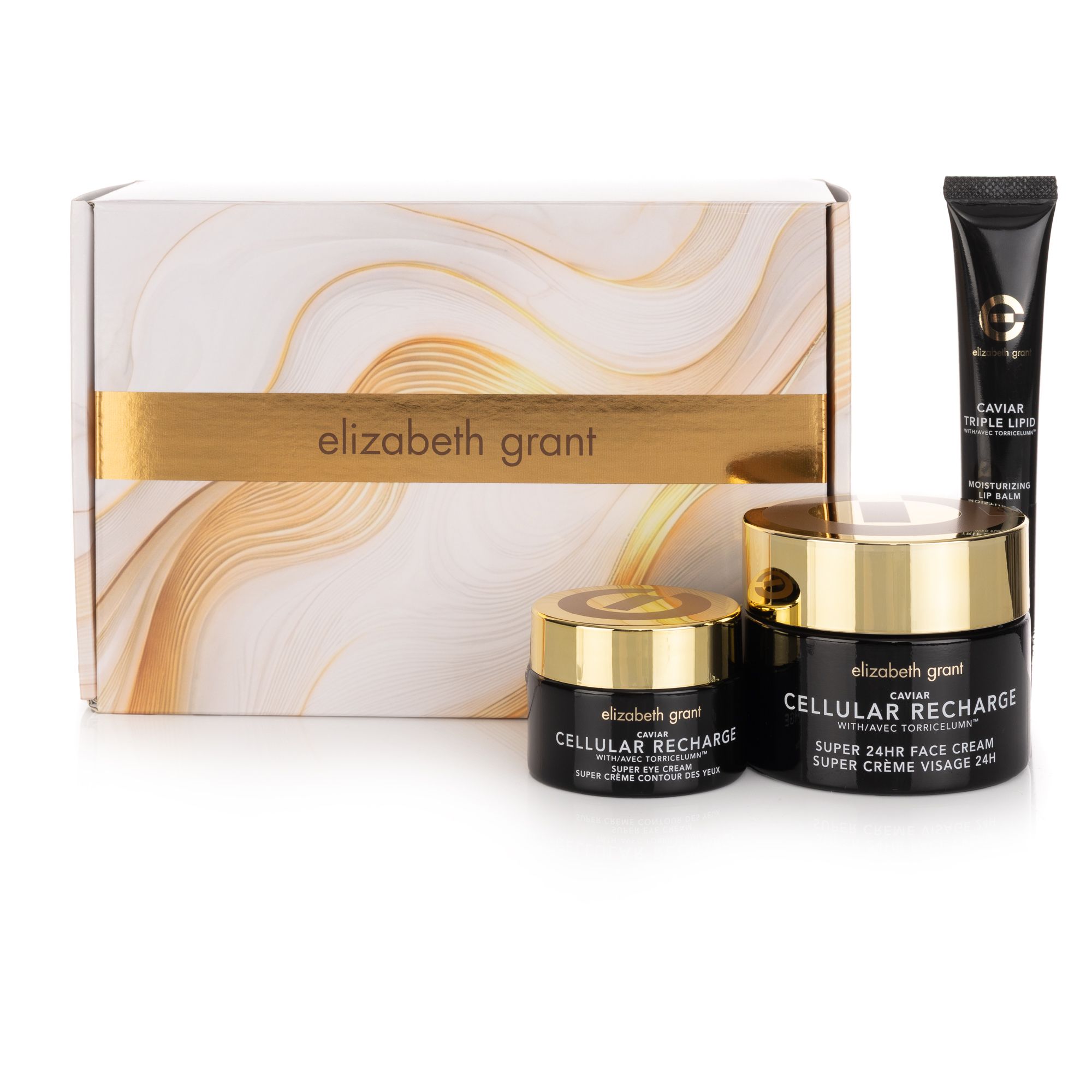 ELIZABETH GRANT Caviar Super 24H Creme 100ml Super Augencreme 30ml Lippenbalsam 20ml