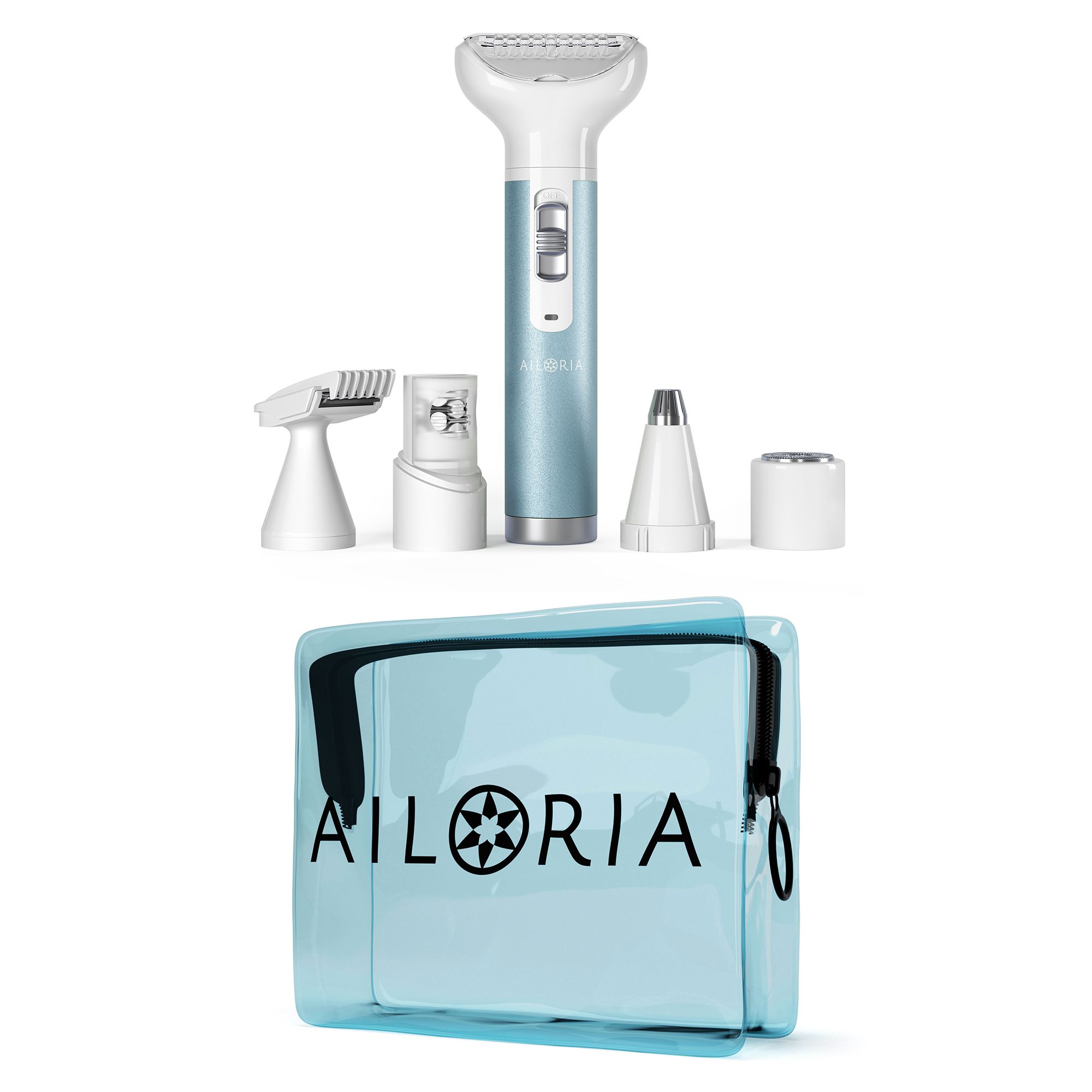 AILORIA Evapore Epiluxe Rasierer & Epilierer 5 Aufsätze inkl. Kosmetiktasche