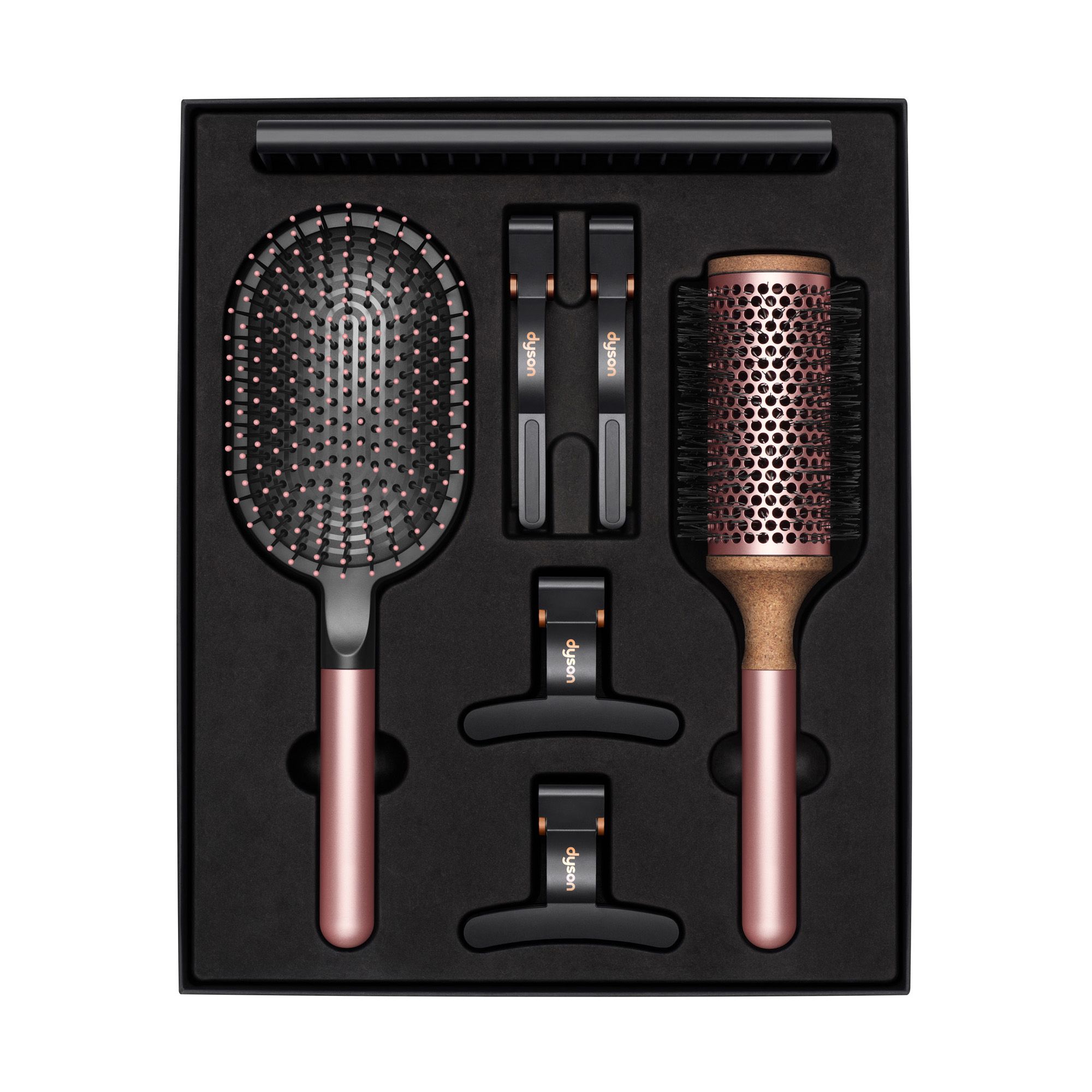 DYSON Styling-Geschenkset mit 2 Haarbürsten, Kamm & 4 Haarclips in rosé