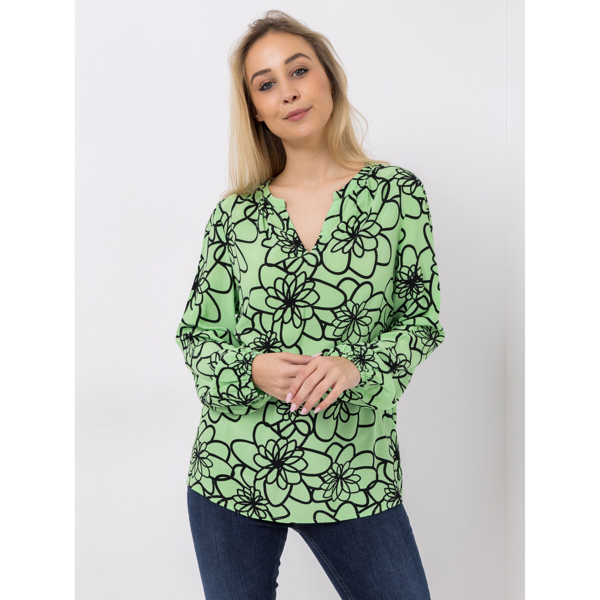 EVA LUTZ Bluse Liz, Langarm Zierausschnitt 100% Viscose leger weit