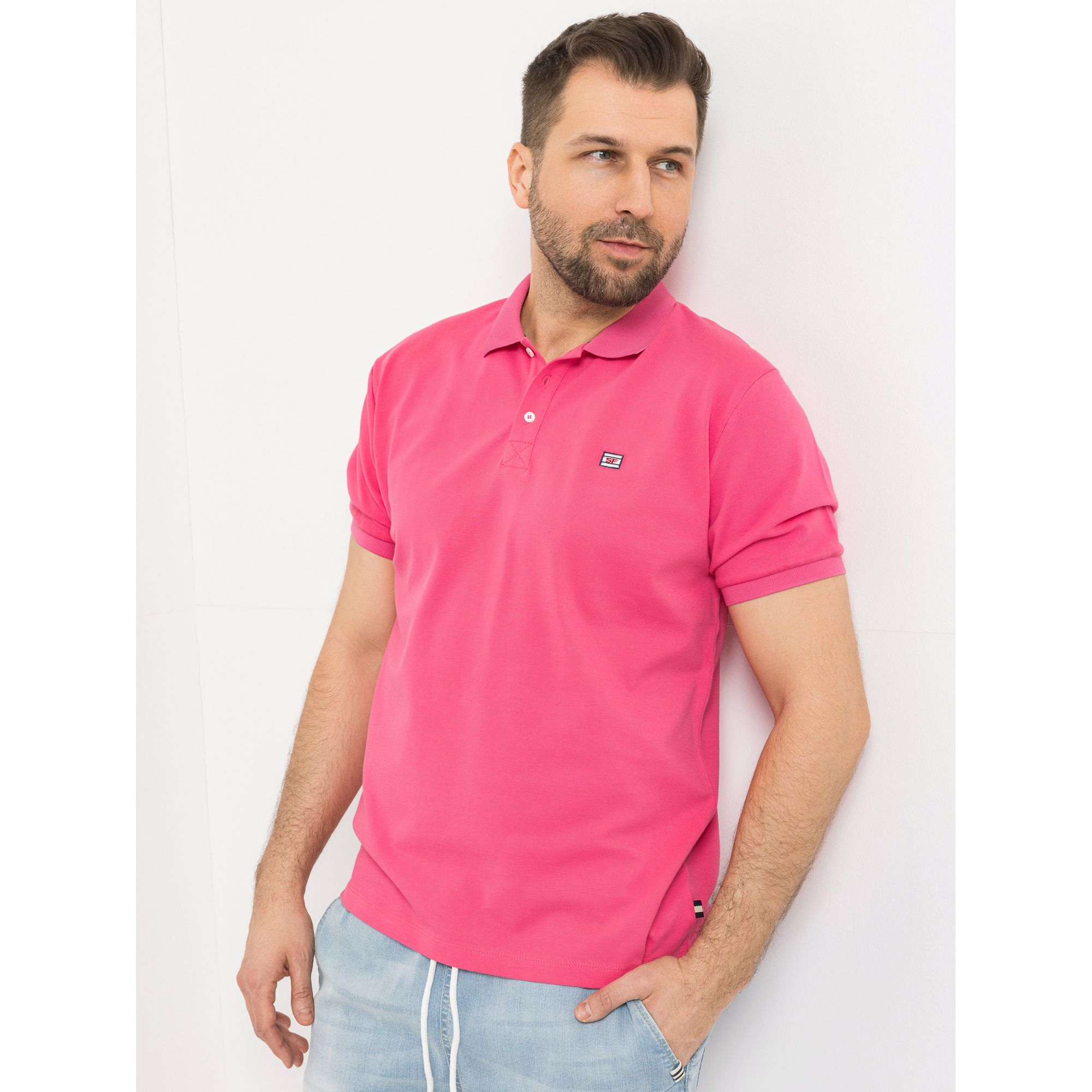 STRANDFEIN Menswear Poloshirt, 1/2-Arm Polokragen Flaggen Stickerei slim fit