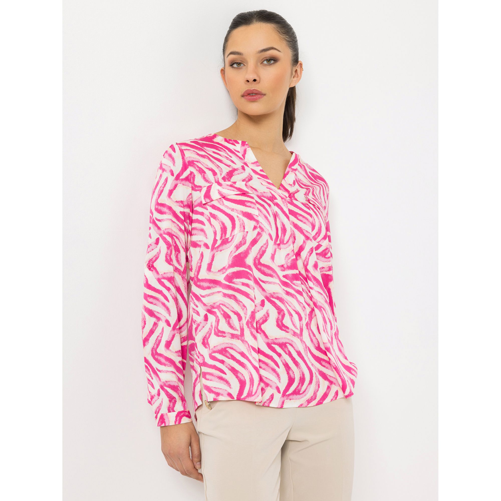 STEFFEN SCHRAUT Bluse Mailand Serafino-Ausschnitt Brusttaschen leger weit