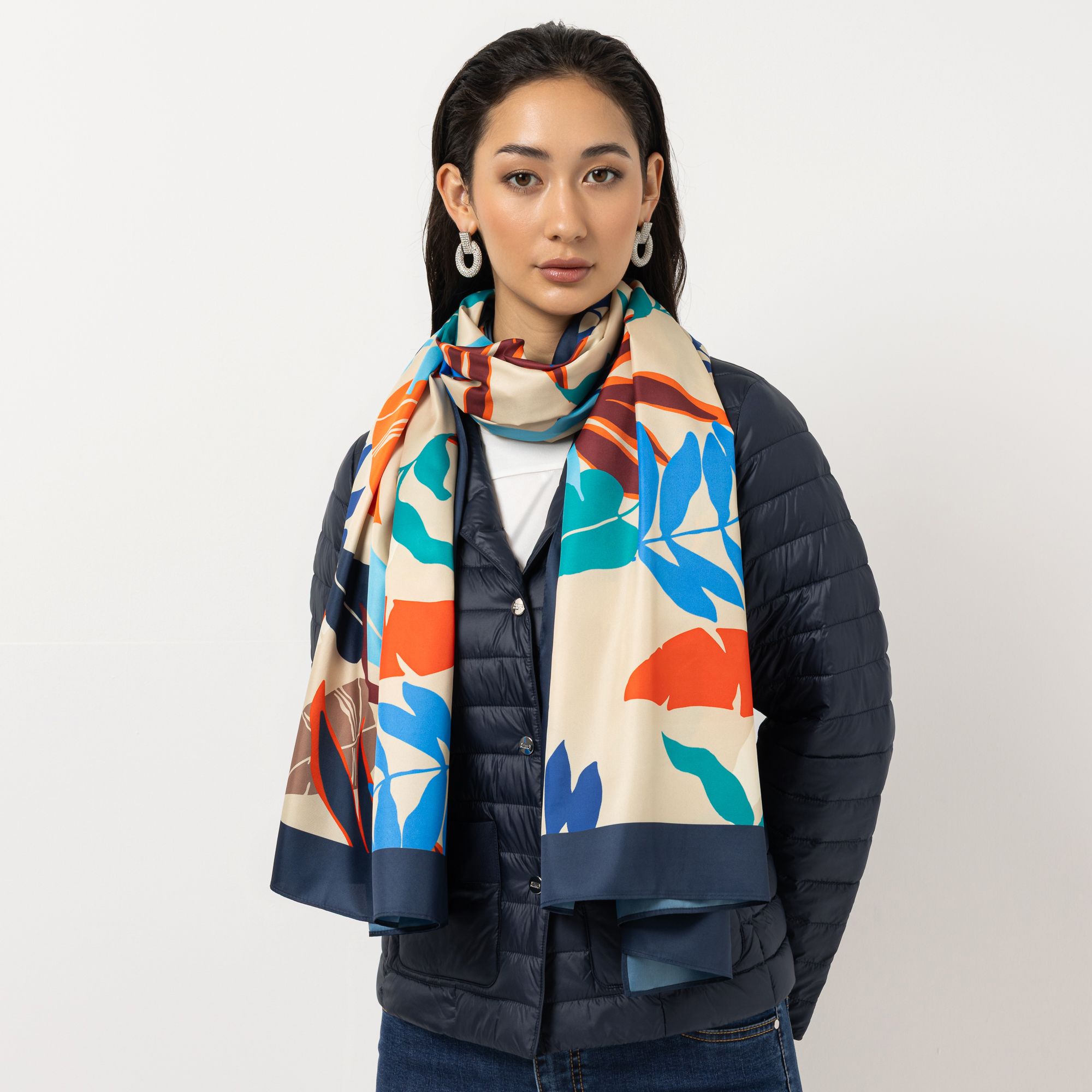 STEFFEN SCHRAUT Schal Caracas Twill-Stoff Blätter-Druck ca. 90x190cm