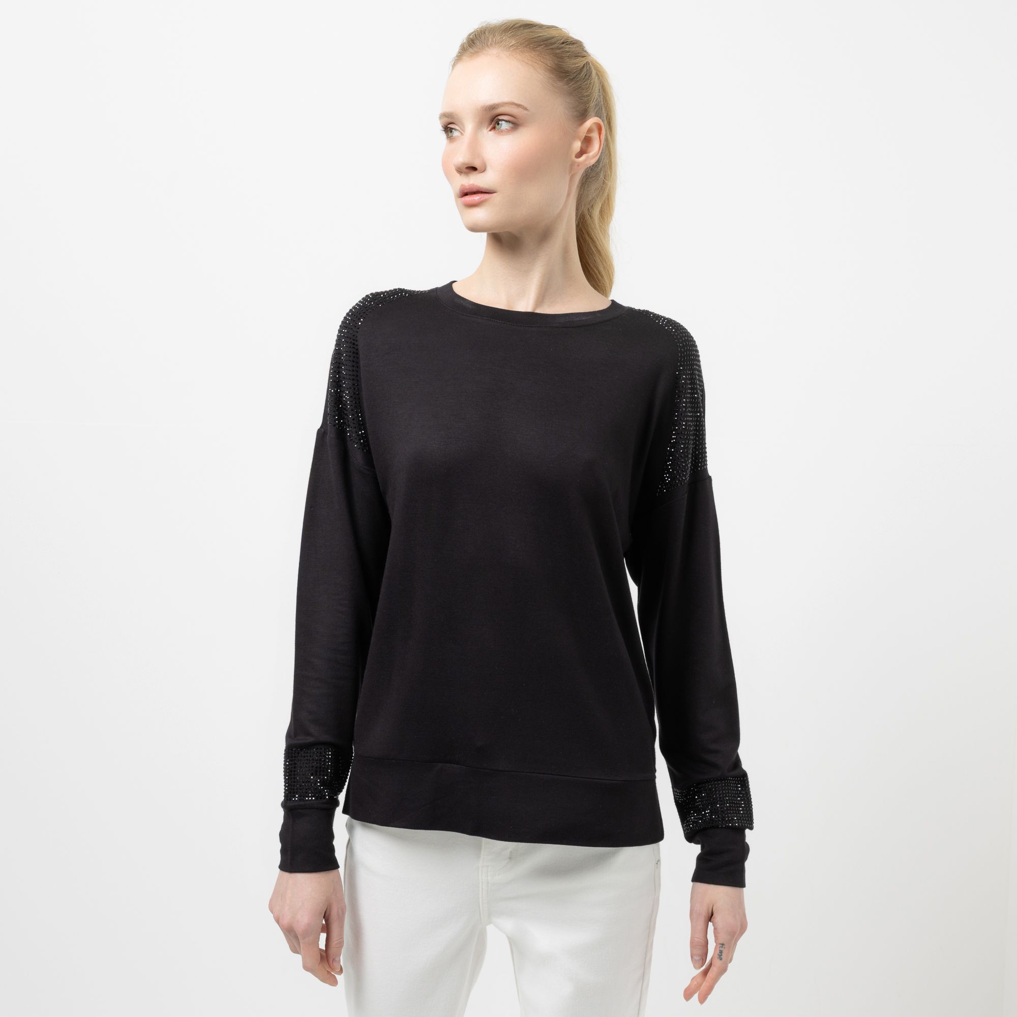 STEFFEN SCHRAUT Shirt Rundhalsausschnitt Ziersteine leger weit