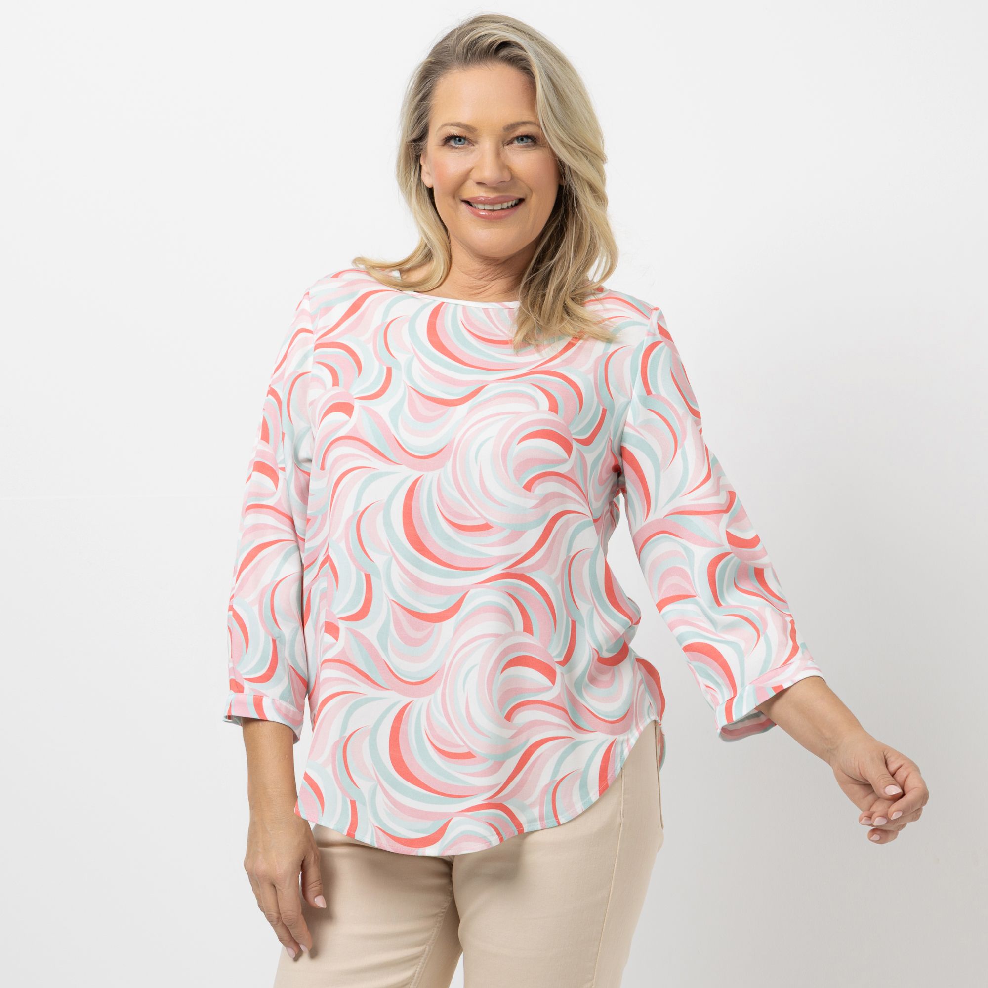 ANNA VON GRIESHEIM Bluse, 7/8-Arm 100% Viskose Rundhalsausschnitt leger weit