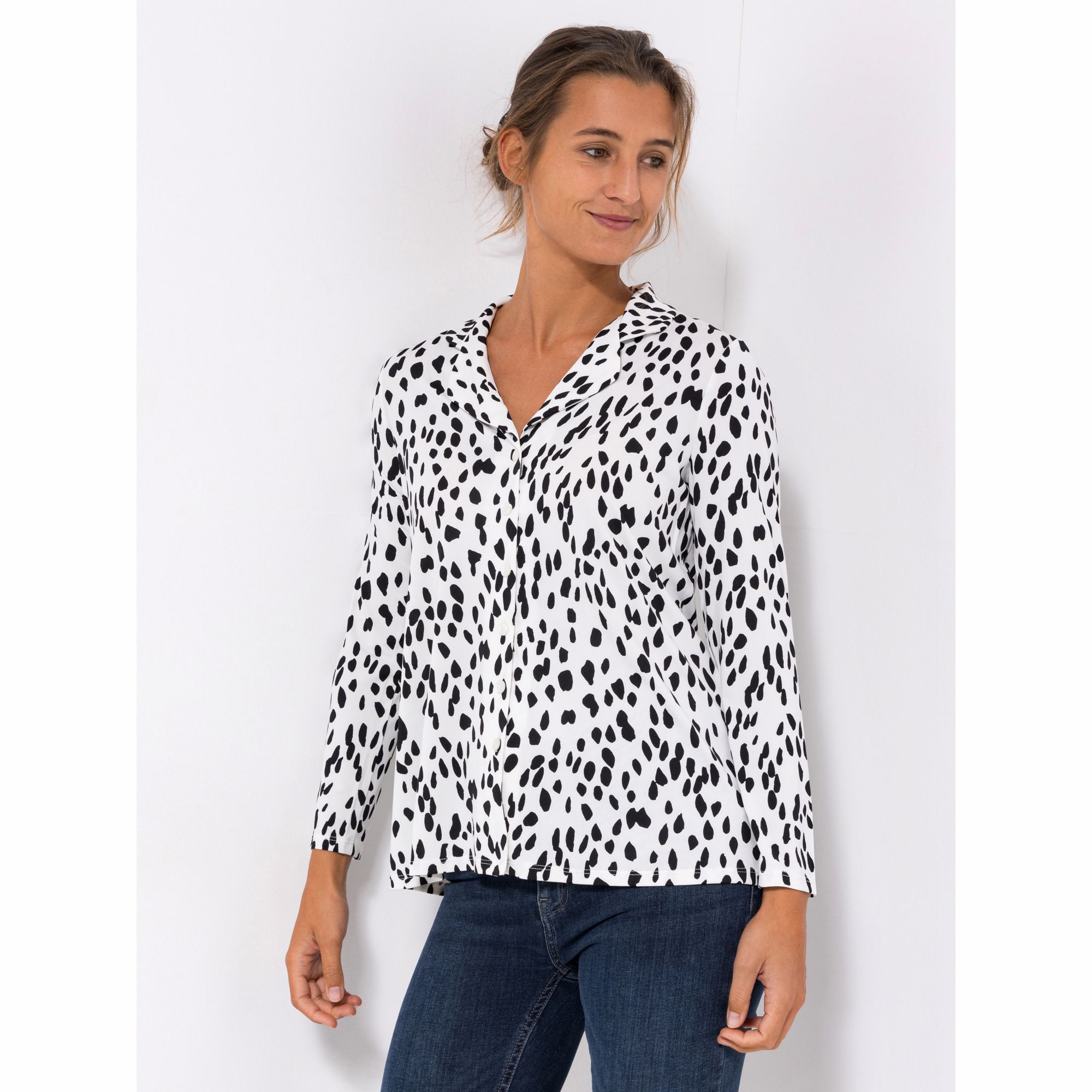 KIM & CO. Shirt, Langarm Brazil Knit Jersey Knopfleiste figurumspielend