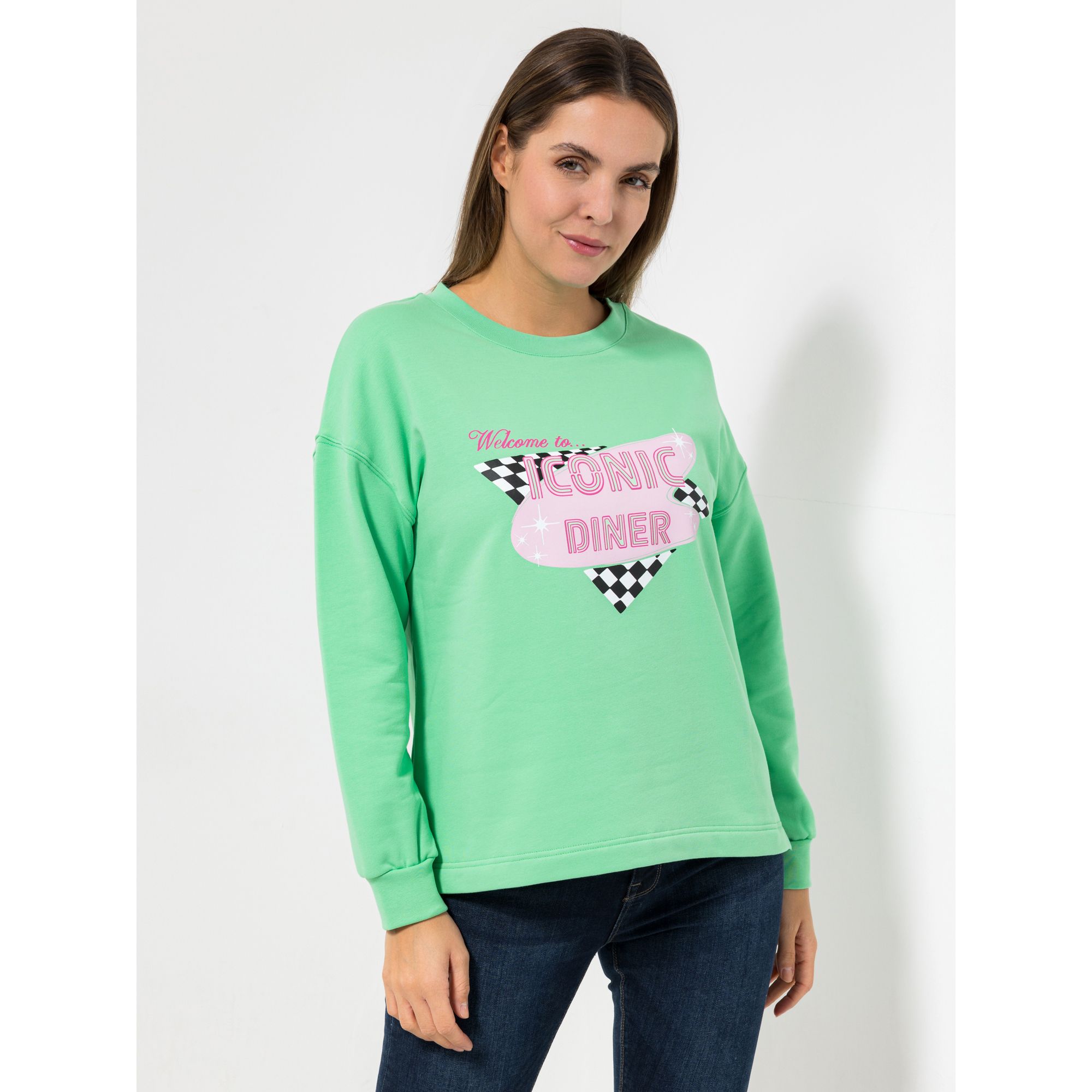 ICONIC by Marina Hoermanseder Sweatshirt, 1/1-Arm platzierter Druck leger weit