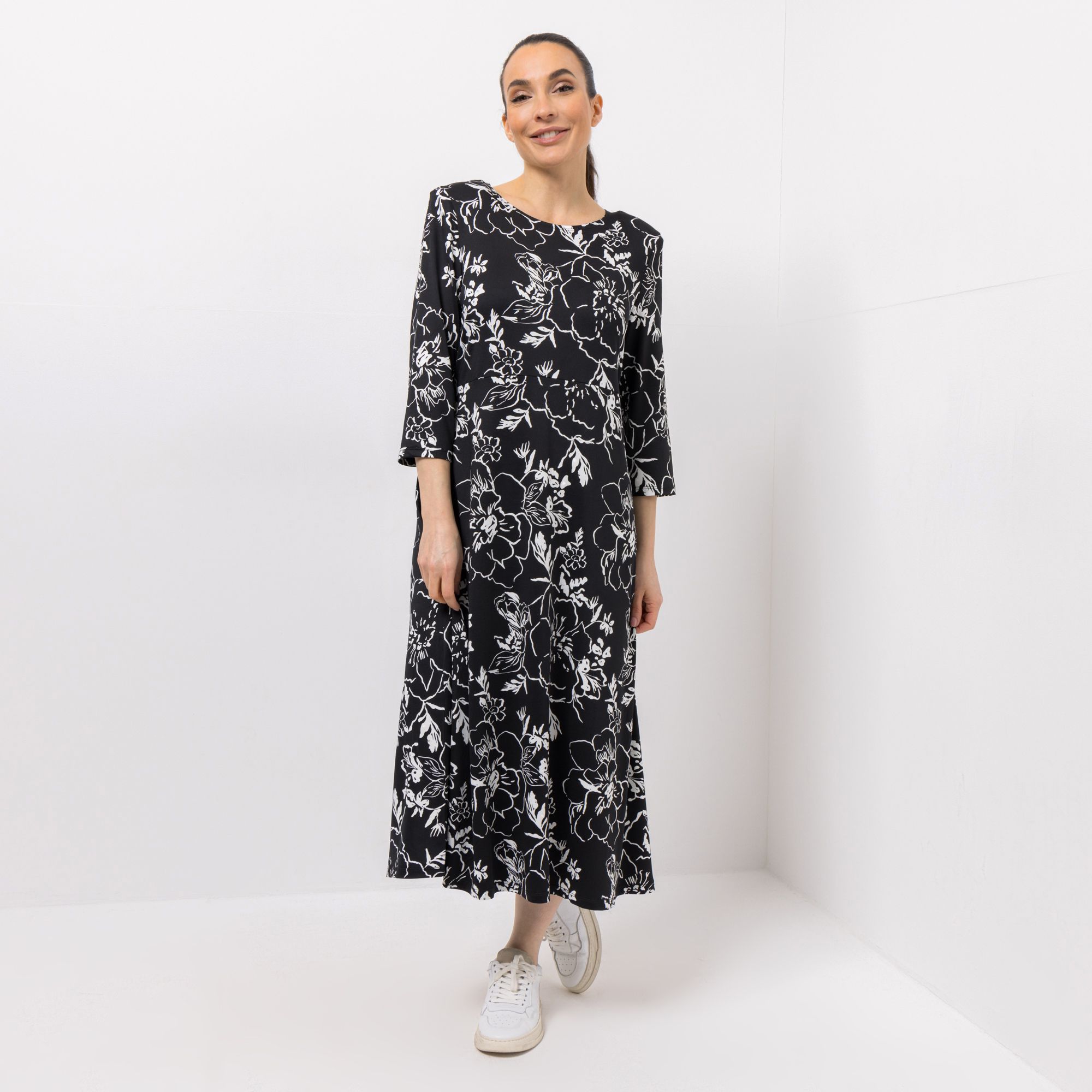 KIM & CO. Kleid, 3/4-Arm Brazil Knit Jersey Rundhalsausschnitt wadenumspielend