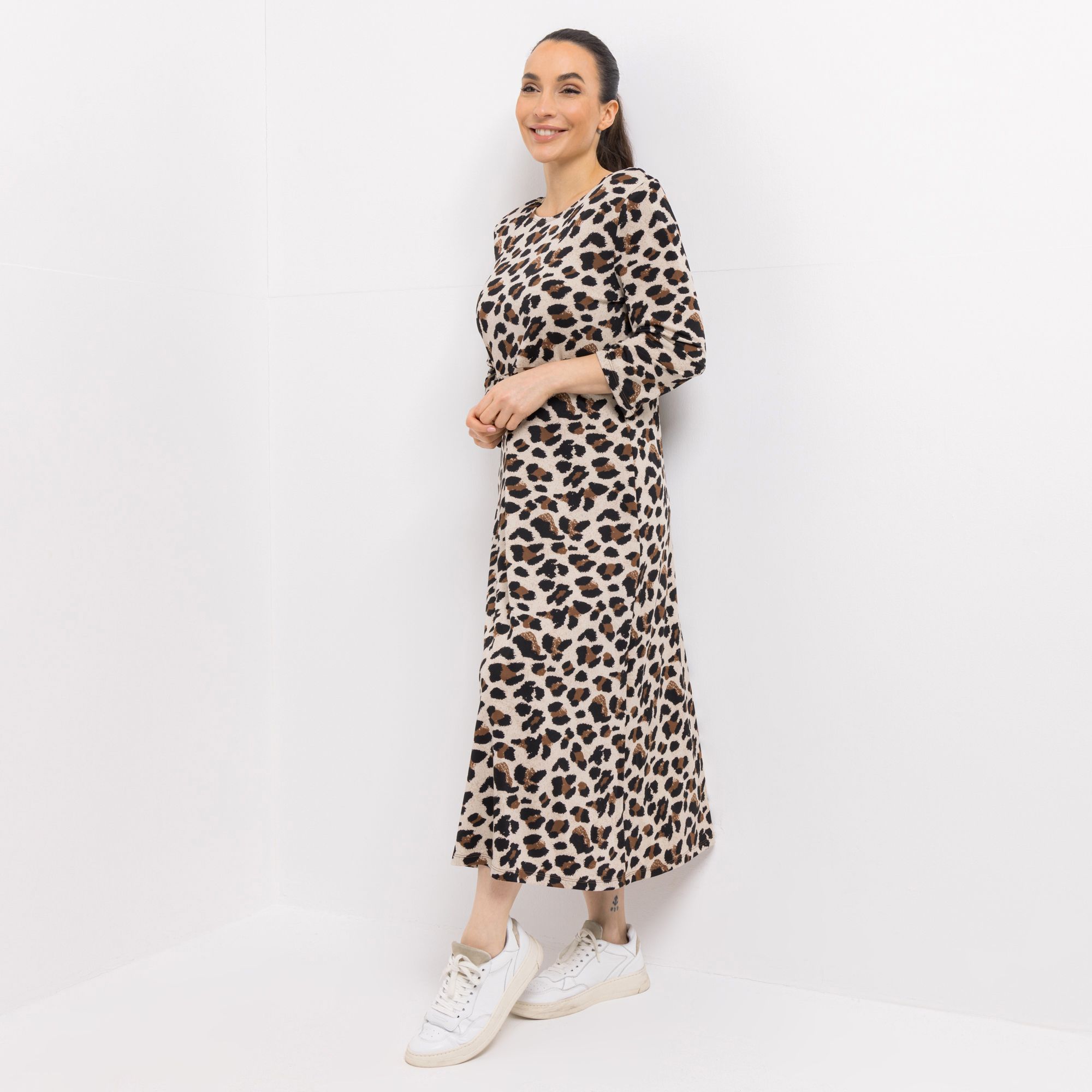 KIM & CO. Kleid, 3/4-Arm Brazil Knit Jersey Rundhalsausschnitt wadenumspielend