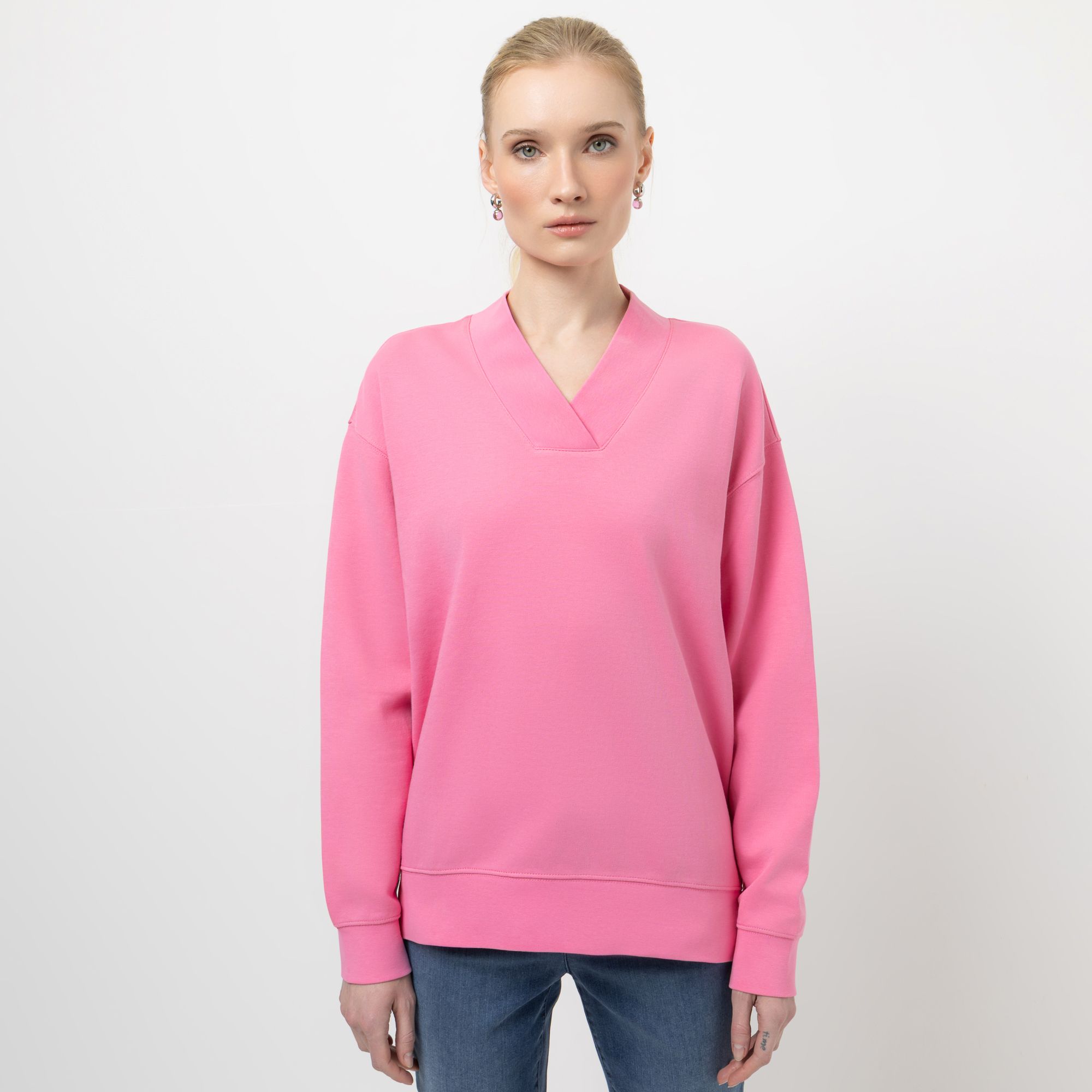 STEFFEN SCHRAUT Sweatshirt V-Ausschnitt seitliche Schlitze leger weit