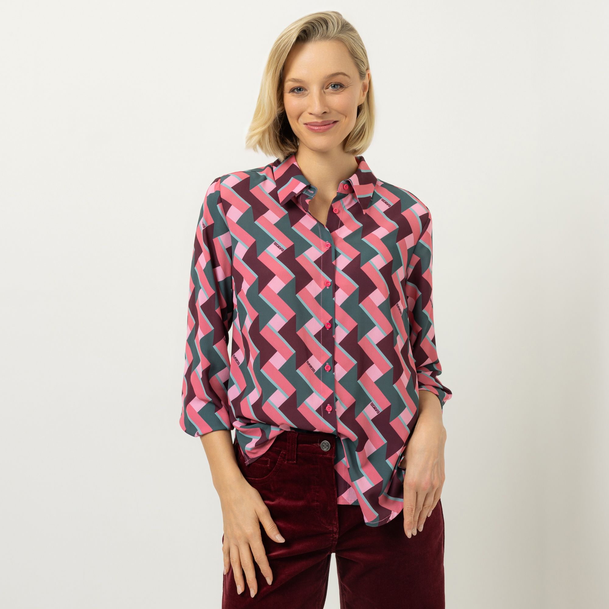DAWID by Dawid Tomaszewski Bluse, Langarm Allover-Druck figurumspielend
