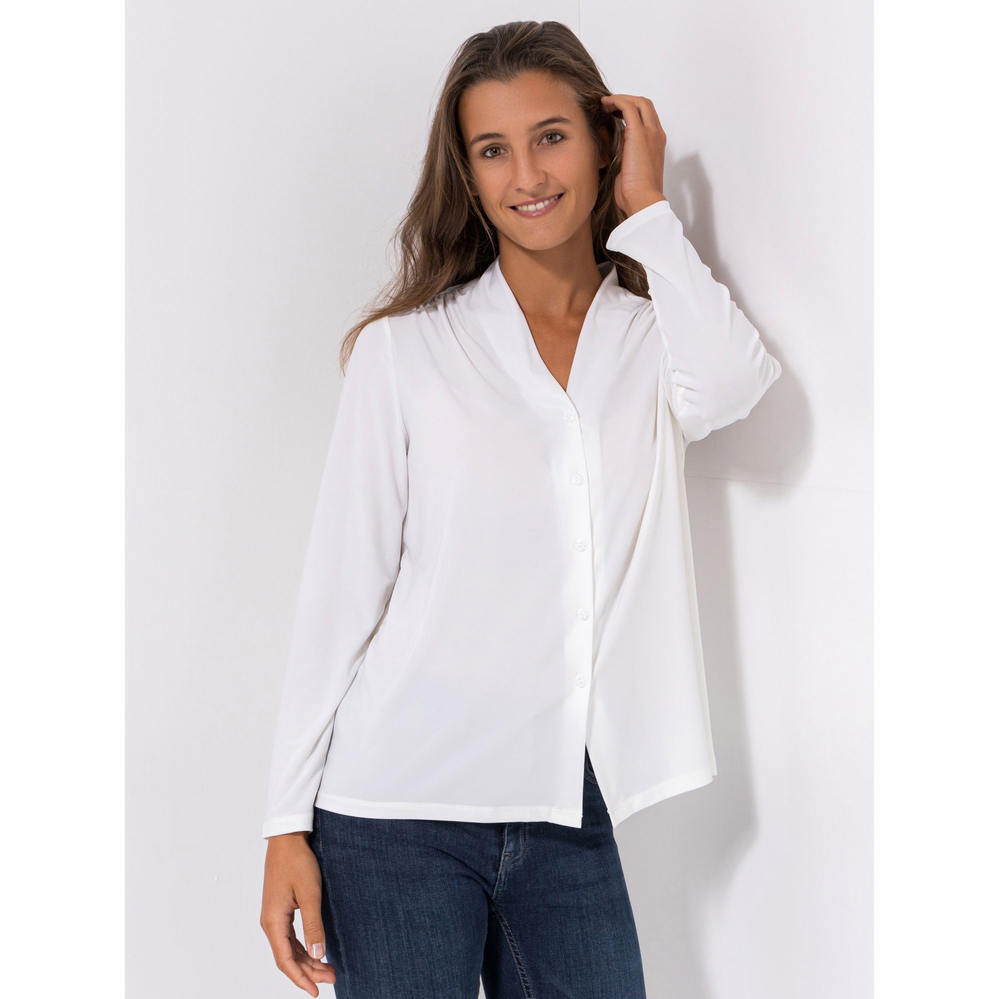 KIM & CO. Shirt, Langarm Brazil Knit Jersey Knopfleiste figurumspielend