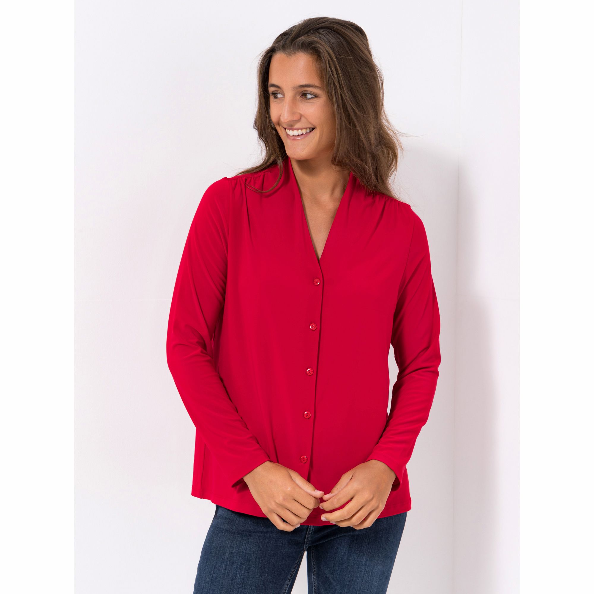 KIM & CO. Shirt, Langarm Brazil Knit Jersey Knopfleiste figurumspielend