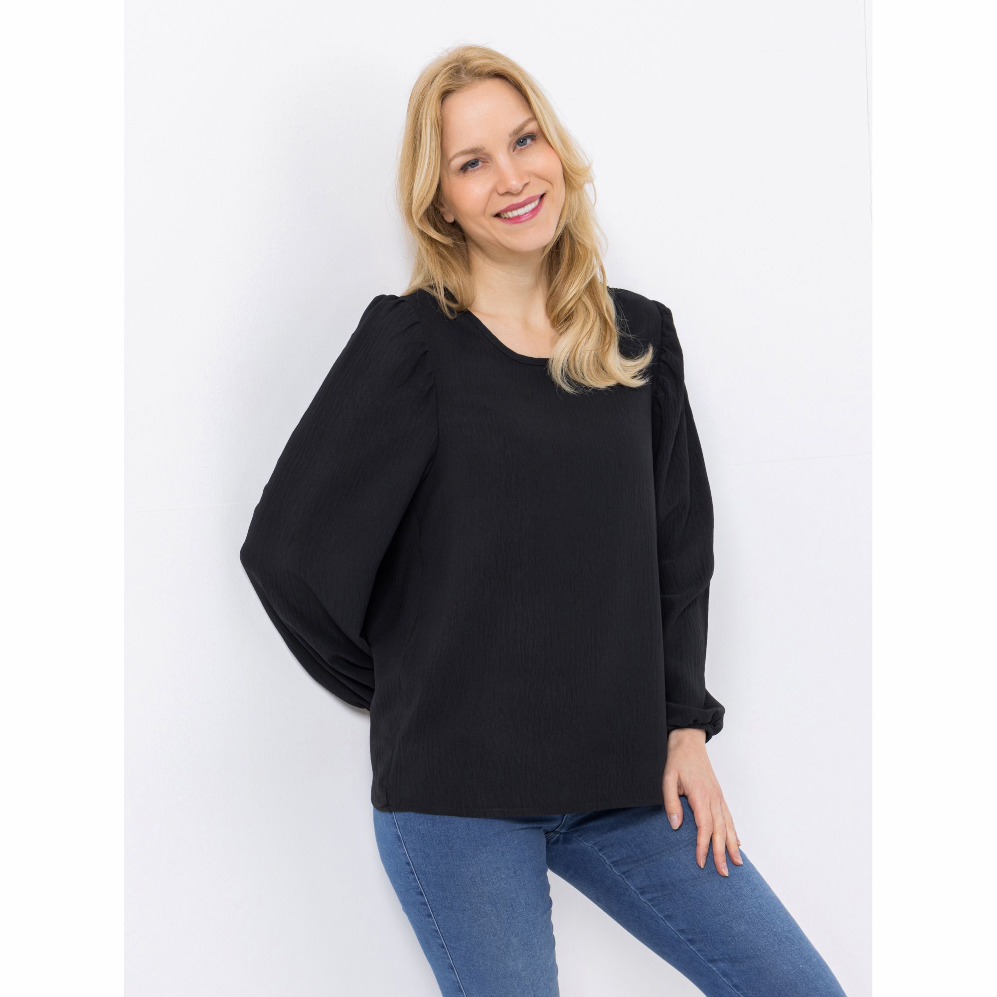 KIM & CO. Bluse Struktur-Popeline leicht elastisch figurumspielend