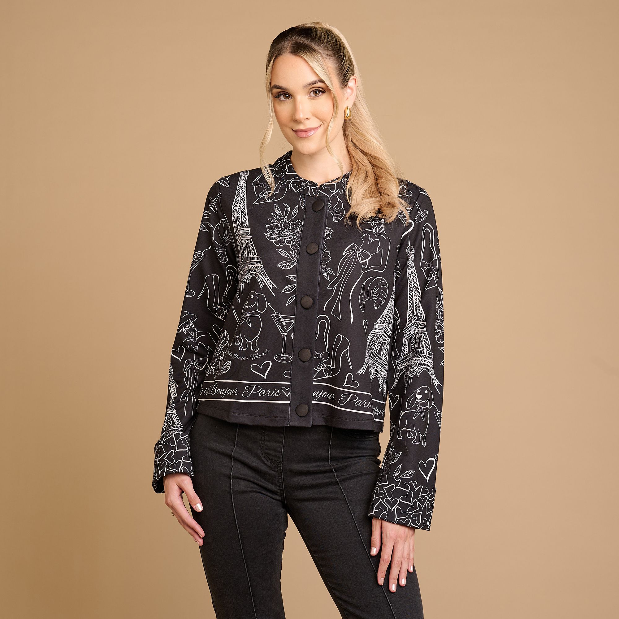 SCHIFFHAUER MUNICH® Blazer France Rundhalsausschnitt Ärmelsaum leger weit