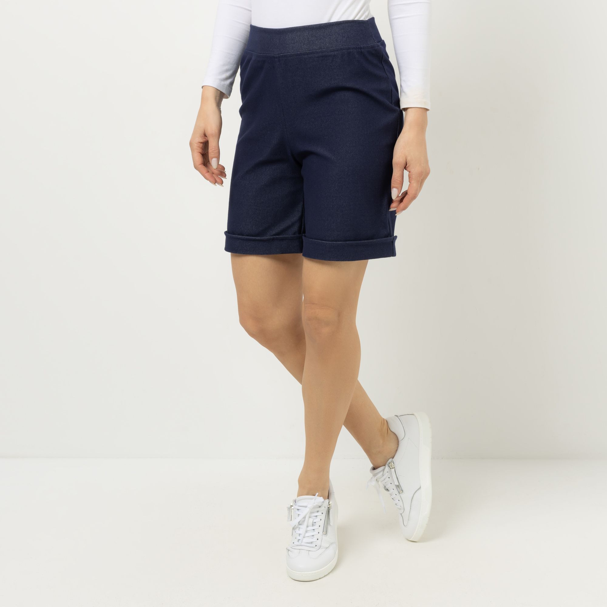 KIM & CO. Shorts Denim Jersey Rundumdehnbund Saum mit Umschlag