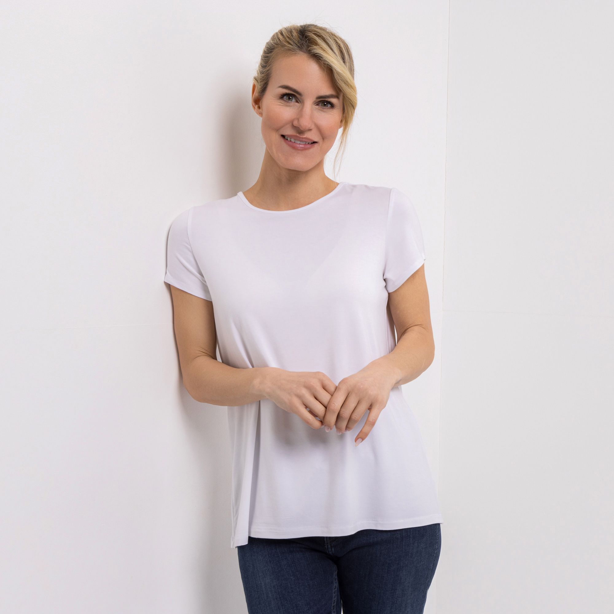 KIM & CO. Shirt, 1/4-Arm Viskose-Jersey Rundhalsausschnitt figurumspielend