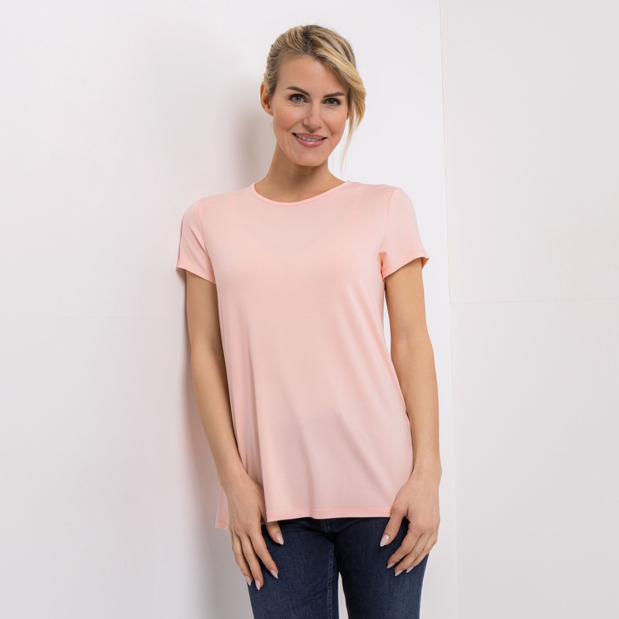 KIM & CO. Shirt, 1/4-Arm Viskose-Jersey Rundhalsausschnitt figurumspielend