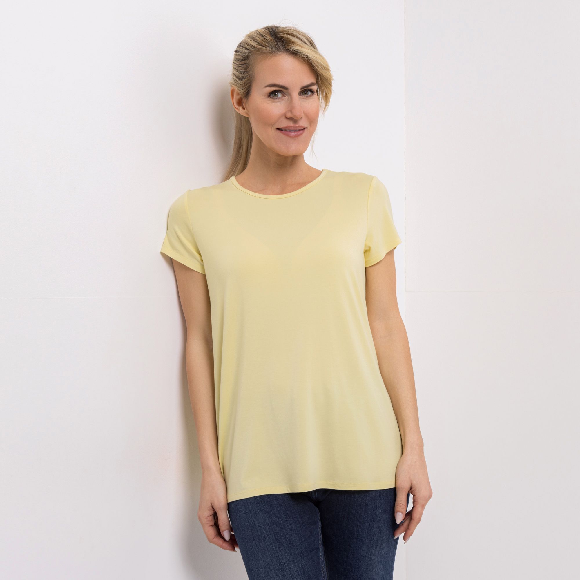 KIM & CO. Shirt, 1/4-Arm Viskose-Jersey Rundhalsausschnitt figurumspielend