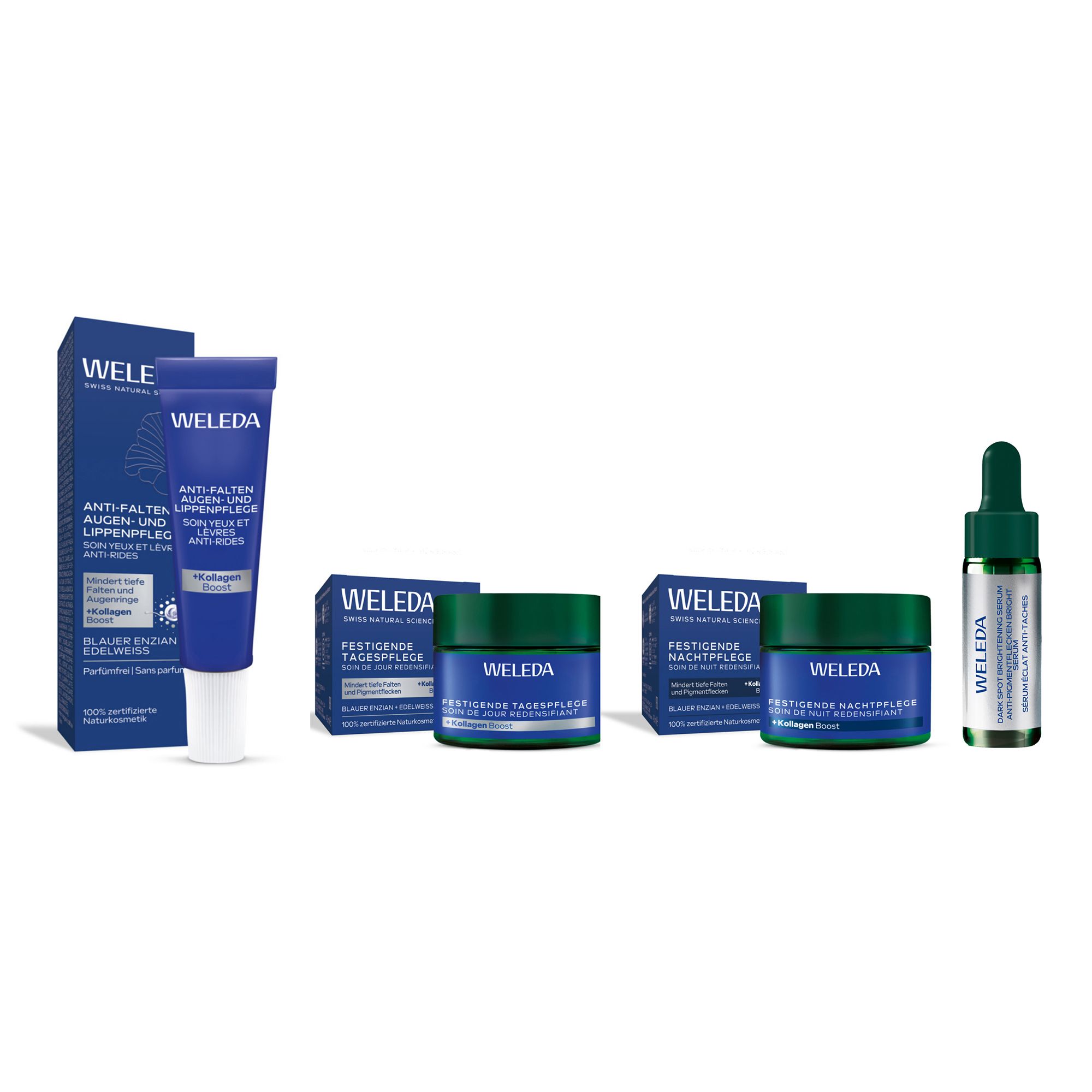 WELEDA Blauer Enzian Set Tagespflege 40ml Nachtpflege 40ml Augenpflege & Serum
