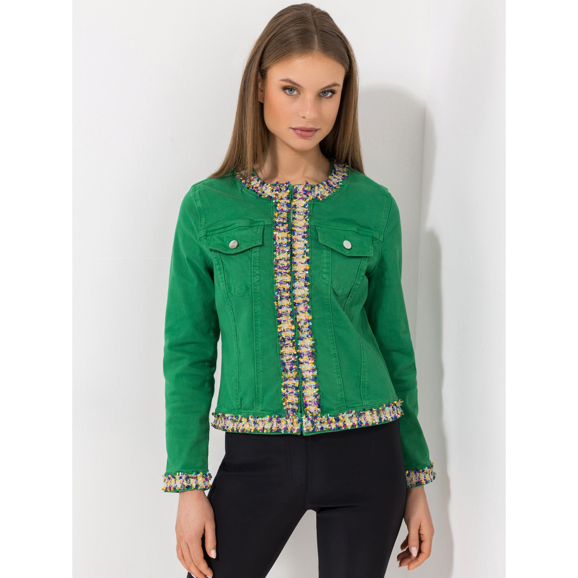 STEFFEN SCHRAUT Jeansjacke, Zierband Hakenverschluss Länge ca. 56cm figurbetont