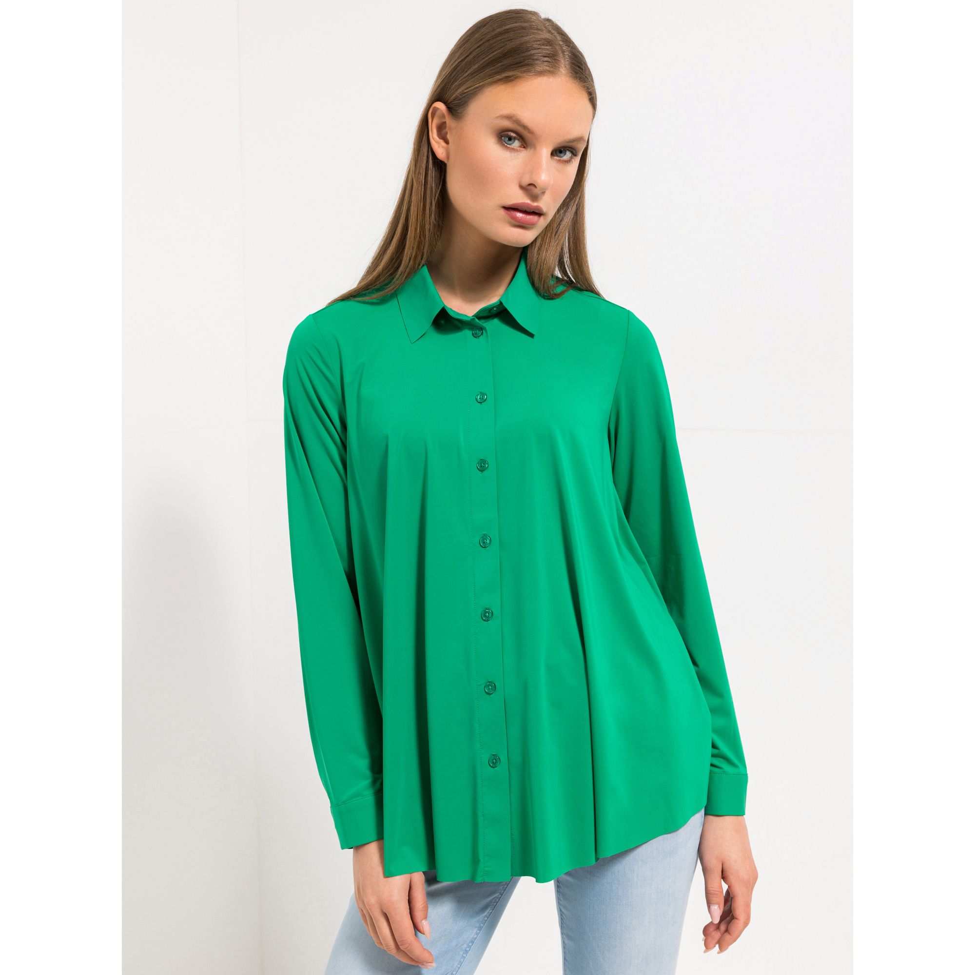 STEFFEN SCHRAUT Jerseybluse Jamaika Knopfleiste ausgestellter Saum leger weit