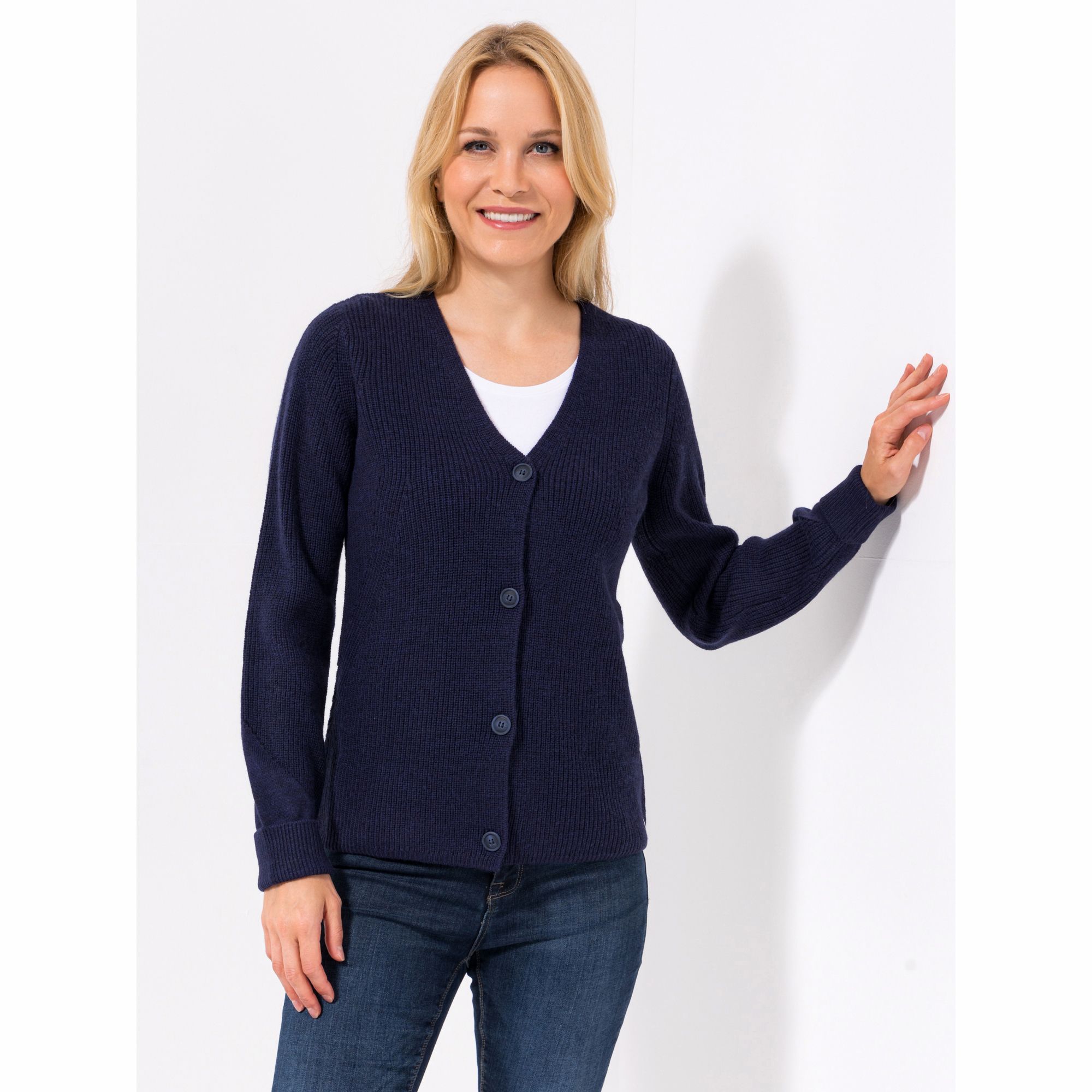 EVA LUTZ Cardigan Knopfleiste V-Ausschnitt figurbetont