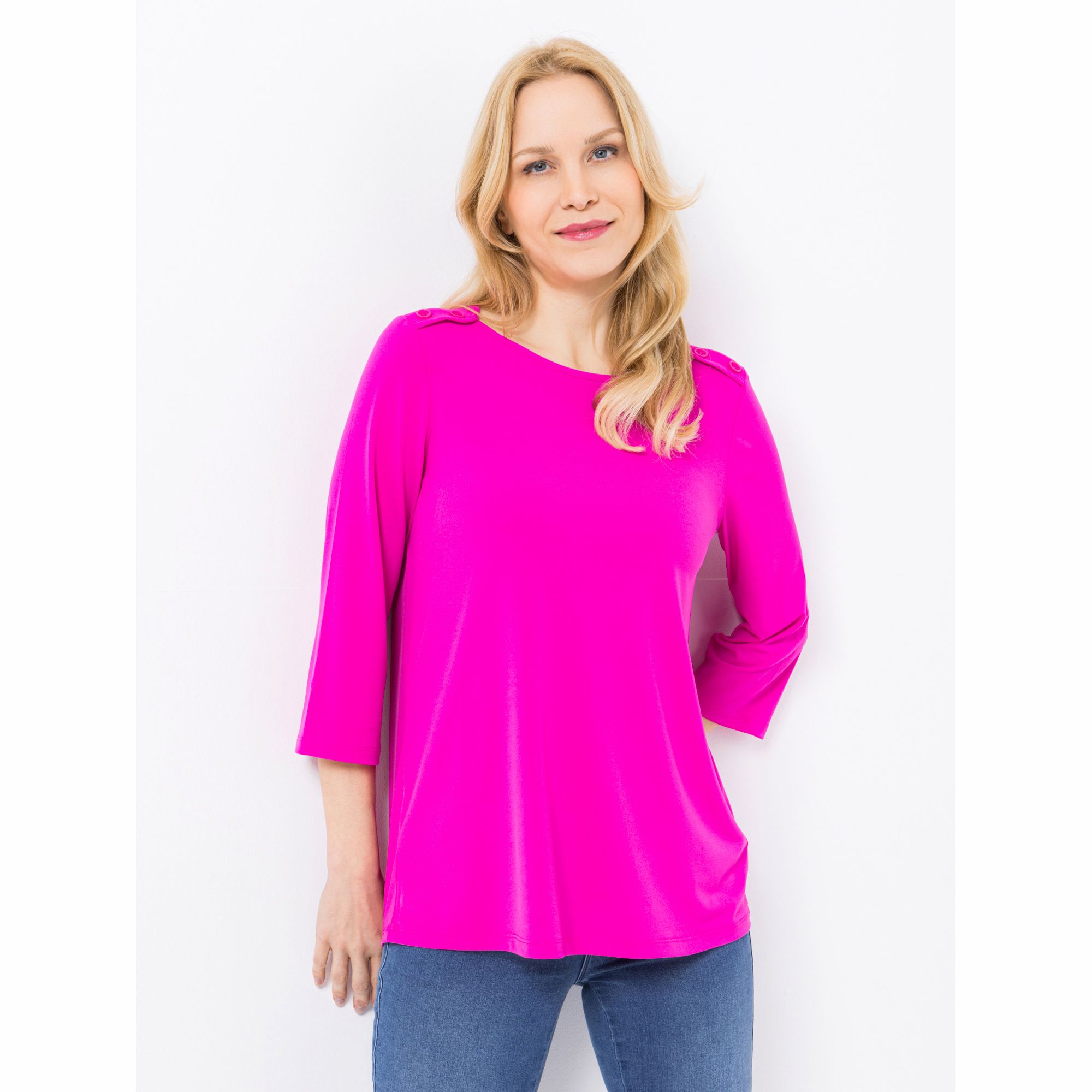 KIM & CO. Shirt, 3/4-Arm Brazil Knit Jersey Zierknöpfe figurumspielend