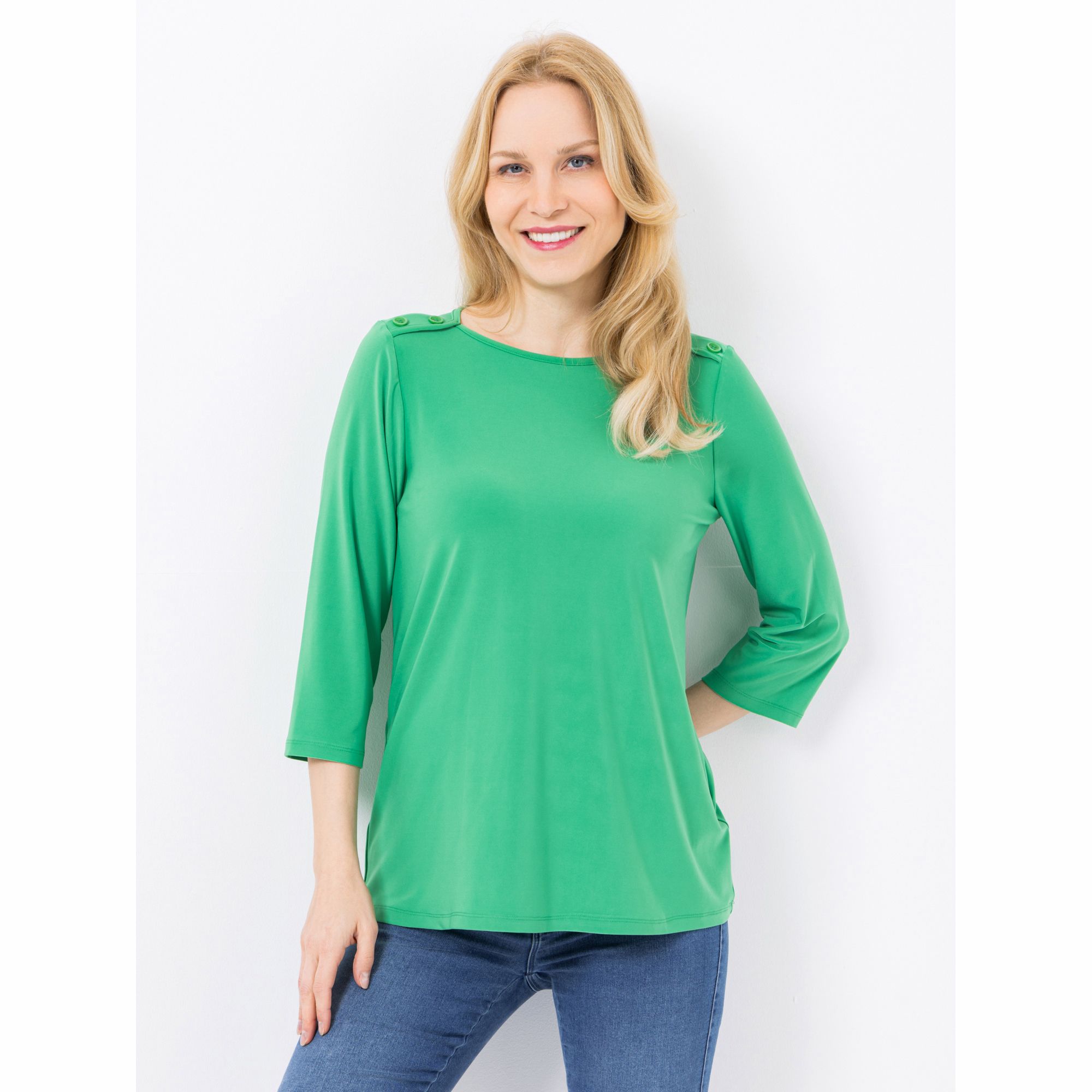 KIM & CO. Shirt, 3/4-Arm Brazil Knit Jersey Zierknöpfe figurumspielend