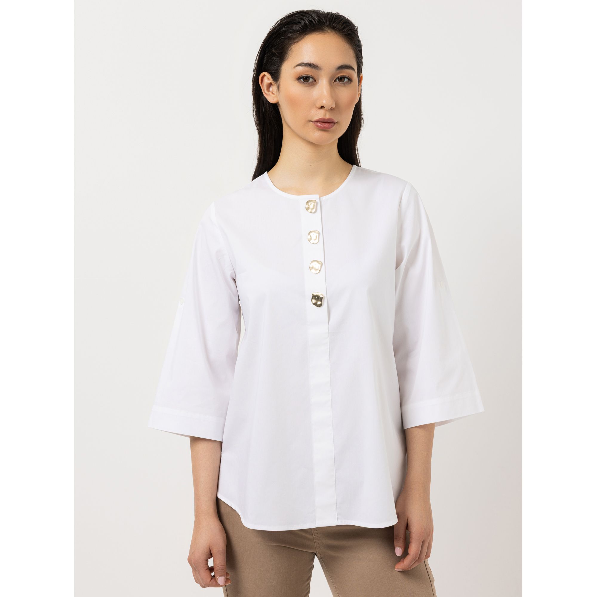 STEFFEN SCHRAUT Bluse, 3/4 Arm Armriegel Schmuckknöpfe leger weit