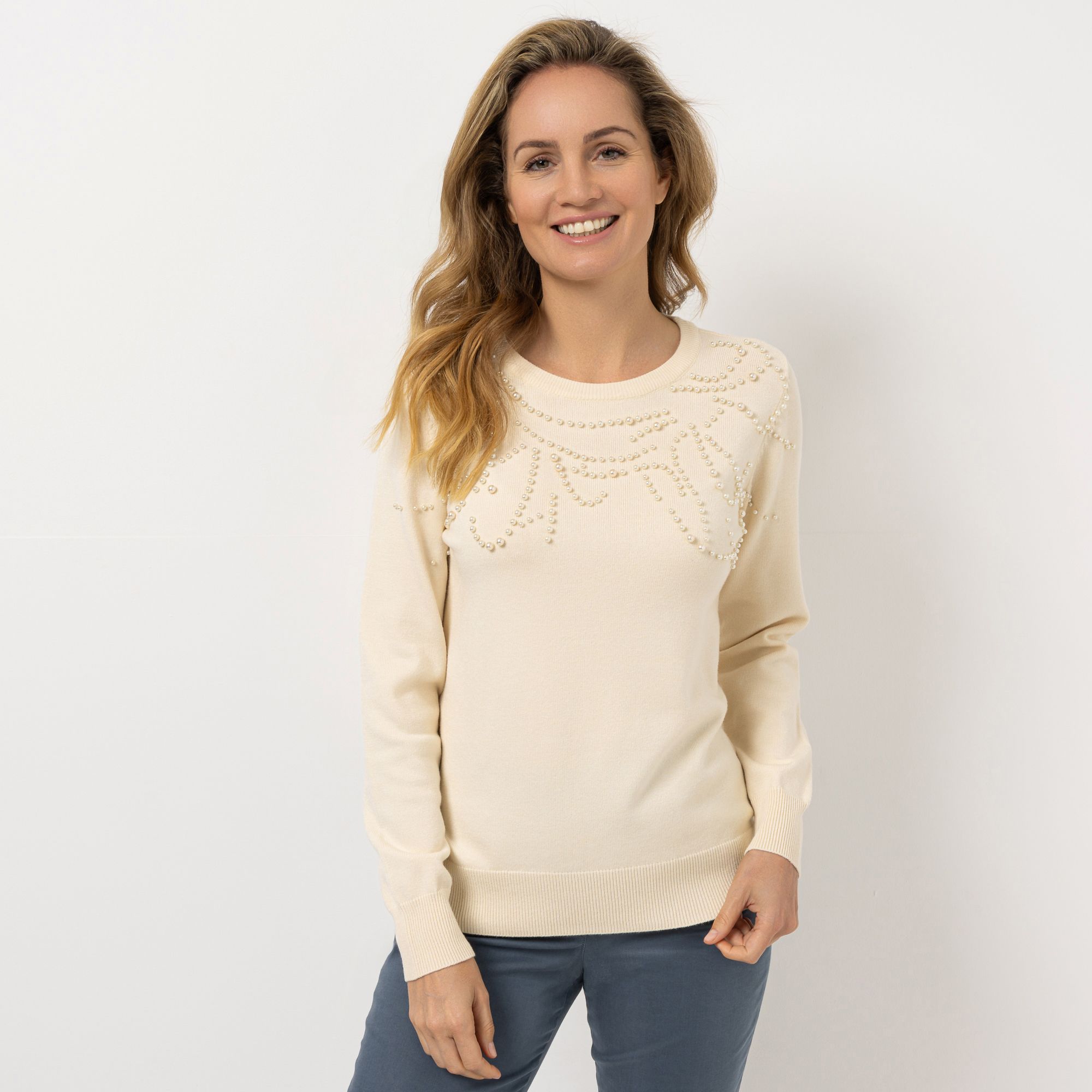 DAWID by Dawid Tomaszewski Pullover mit Perlendetail figurumspielend