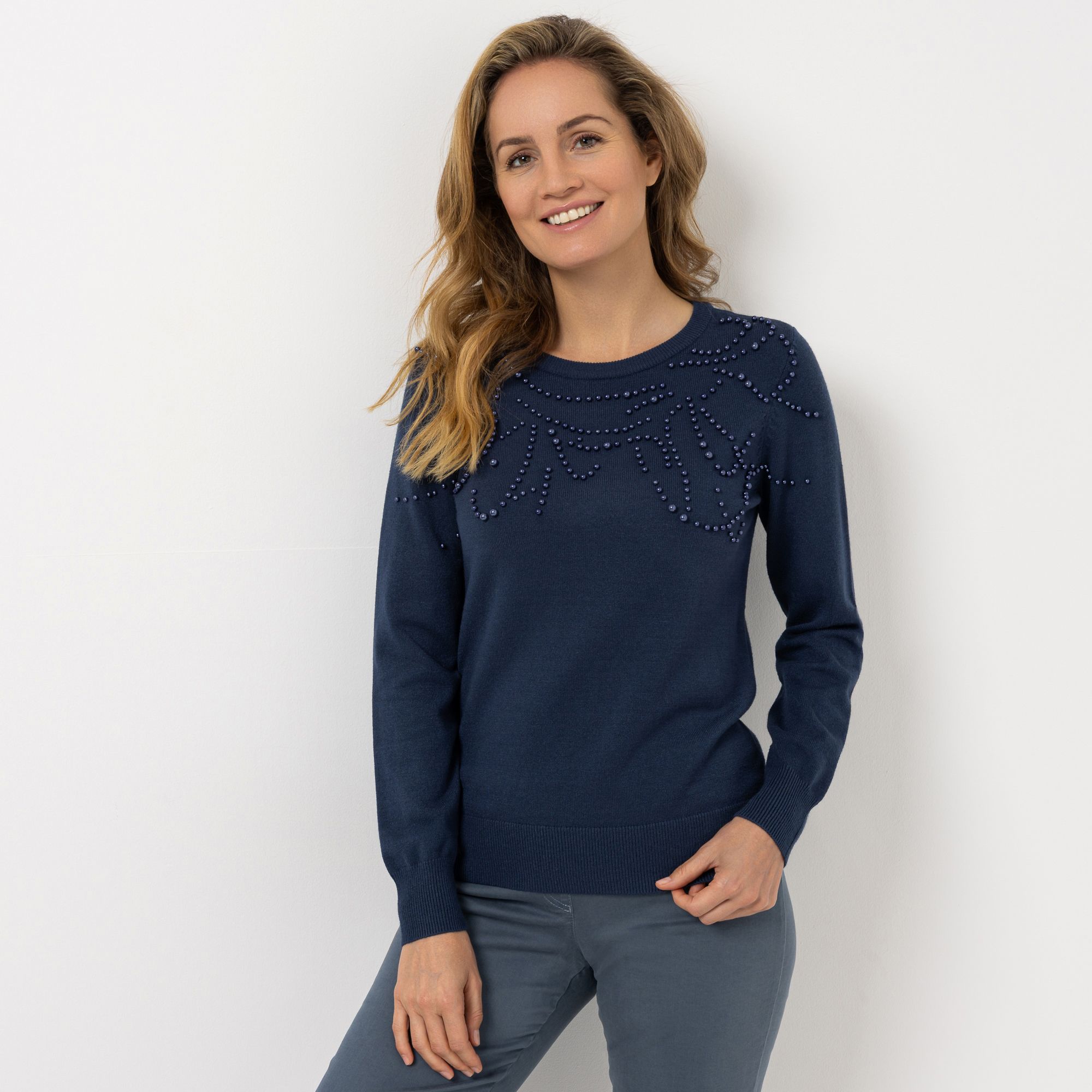 DAWID by Dawid Tomaszewski Pullover mit Perlendetail figurumspielend