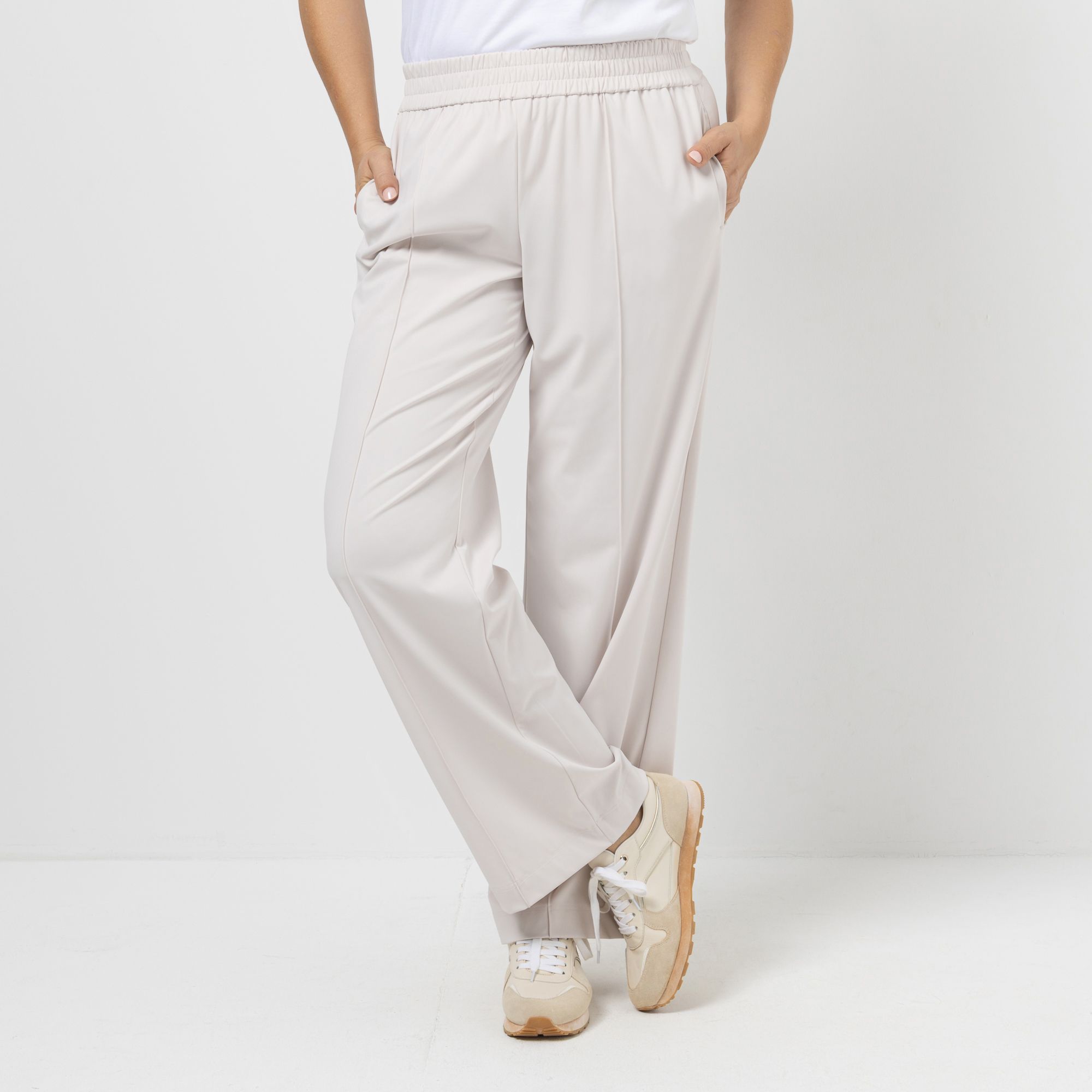 ANNA VON GRIESHEIM Hose, 1/1-Länge technische Ware Rundumdehnbund weites Bein