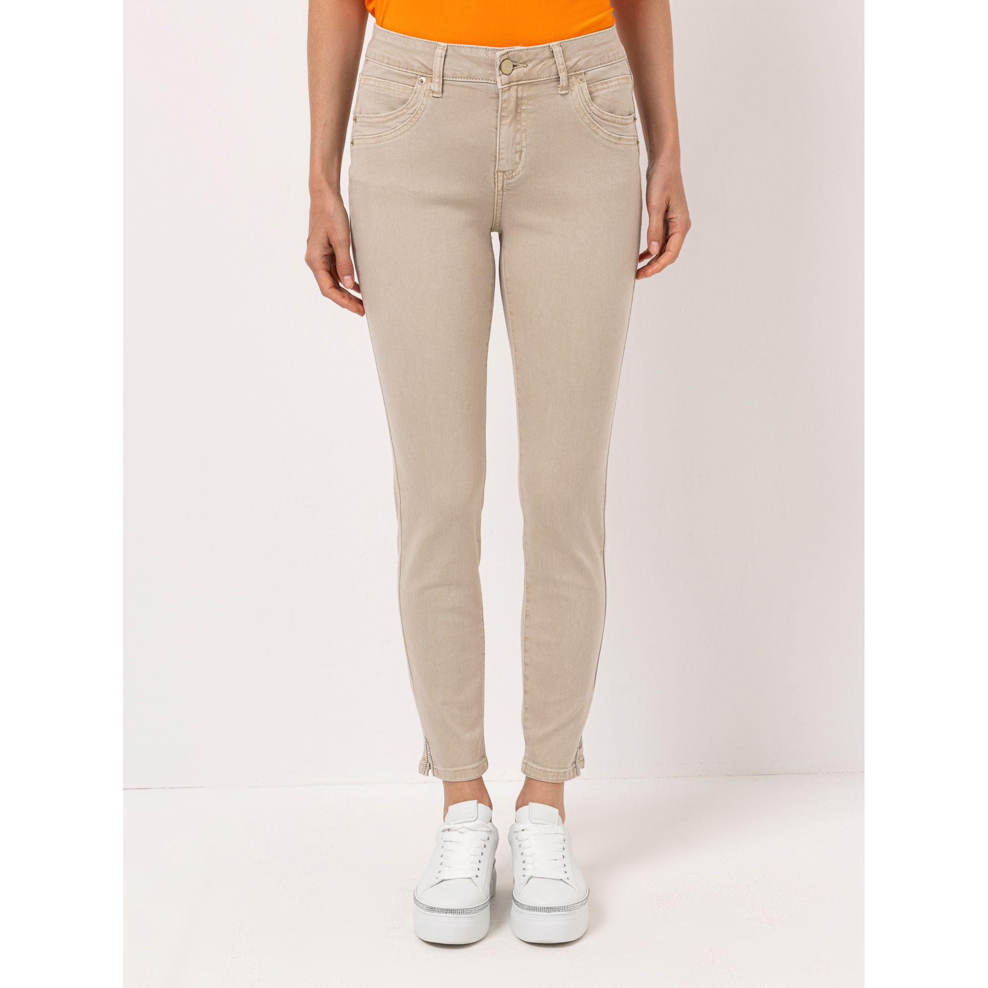 STEFFEN SCHRAUT Jeans, knöchellang Schlitz mit Ziersteinen sehr schmales Bein