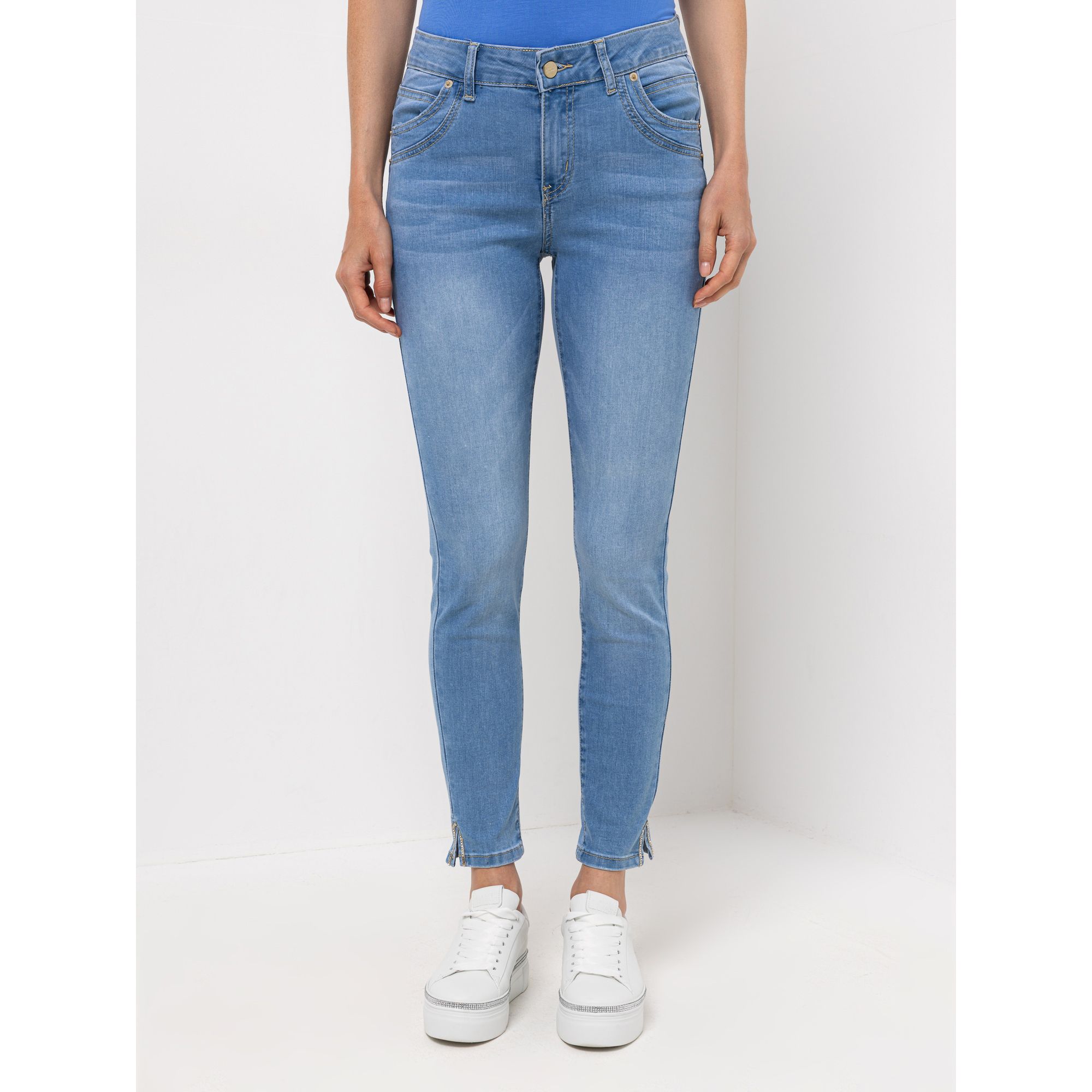 STEFFEN SCHRAUT Jeans, knöchellang Schlitz mit Ziersteinen sehr schmales Bein