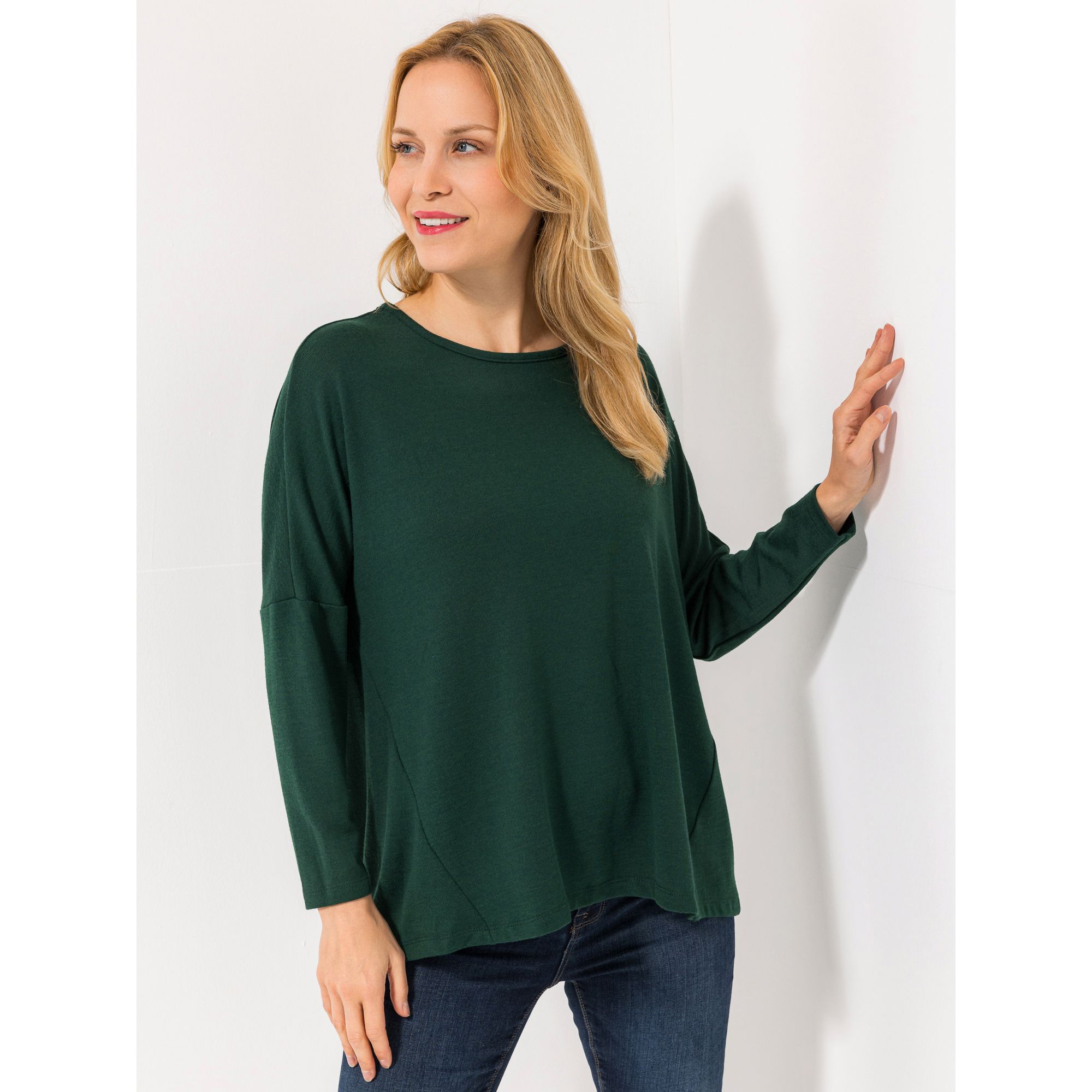 KIM & CO. Shirt, Langarm Soft Touch Jersey asymmetrischer Saum figurumspielend