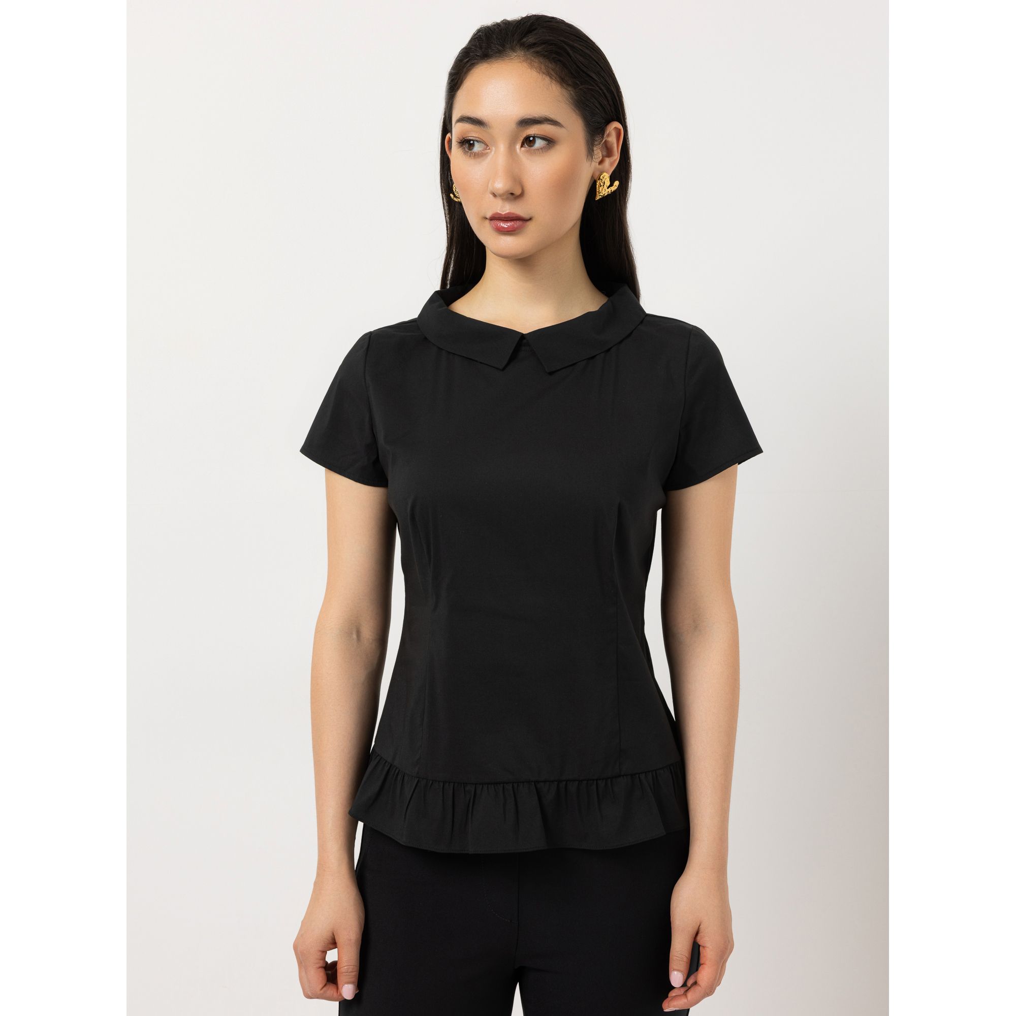 STEFFEN SCHRAUT Bluse, Flügelärmel weiter Blusenkragen Volant am Saum figurbetont