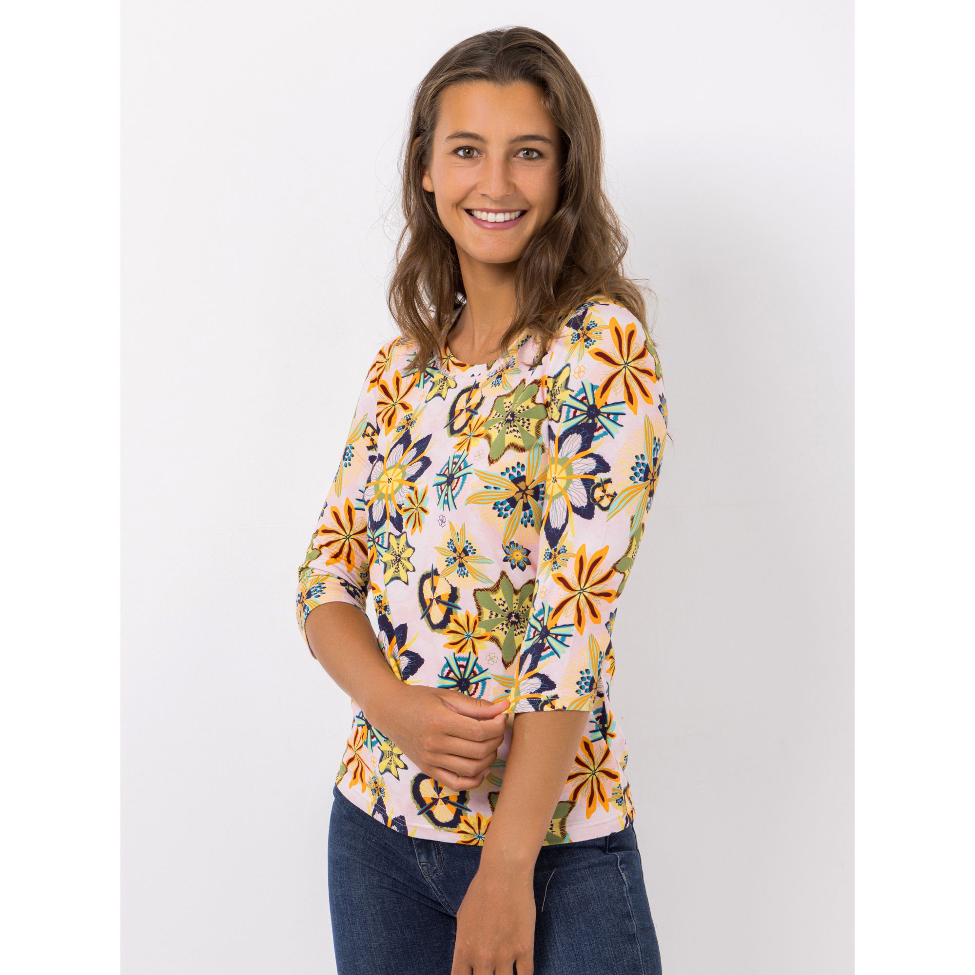 DAWID by Dawid Tomaszewski Shirt, 3/4-Arm Rundhalsausschnitt figurumspielend